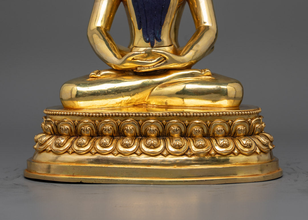 Samantabhadra Buddha Statue | Hand-Carved Gold Gilded Sculpture