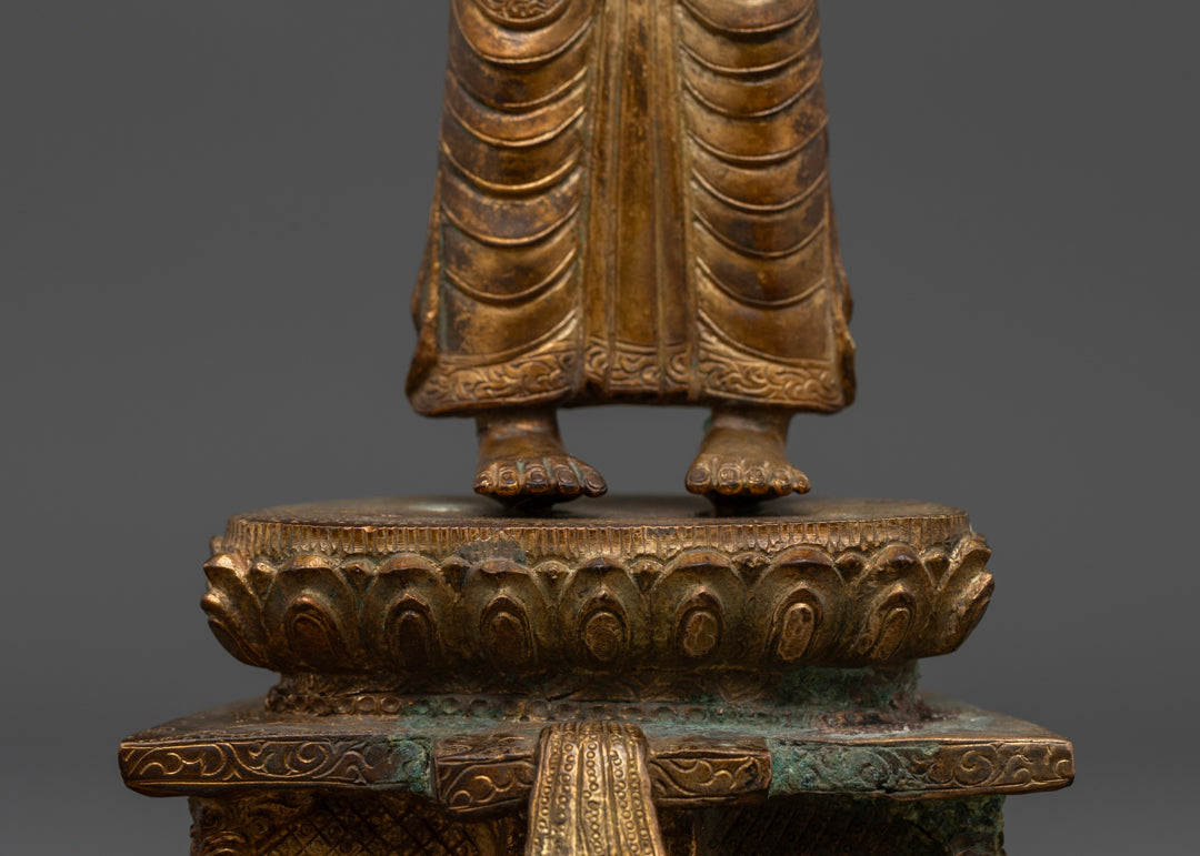 Standing Buddha Shakyamuni : Handmade Buddhist Sculpture