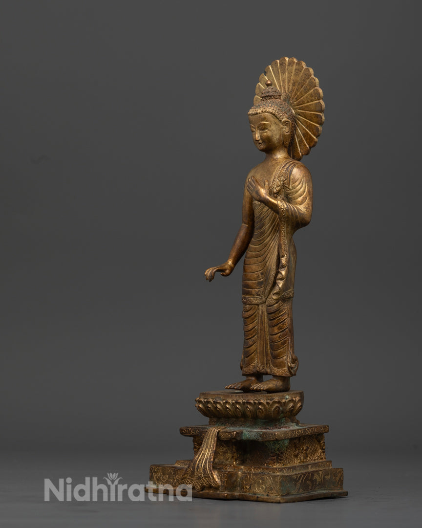 Standing Buddha Shakyamuni : Handmade Buddhist Sculpture