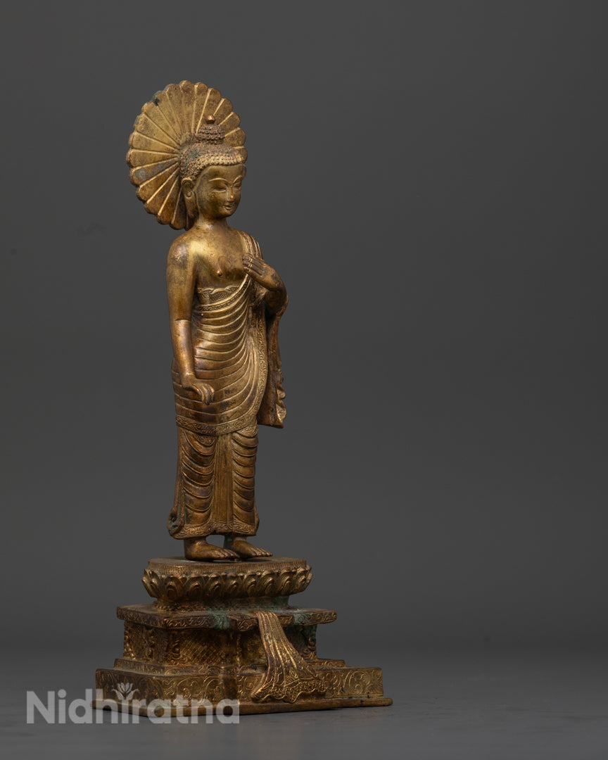 Standing Buddha Shakyamuni : Handmade Buddhist Sculpture