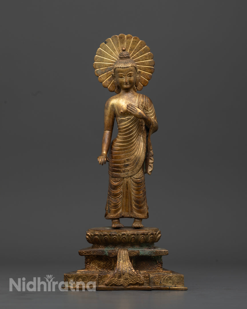 Standing Buddha Shakyamuni : Handmade Buddhist Sculpture