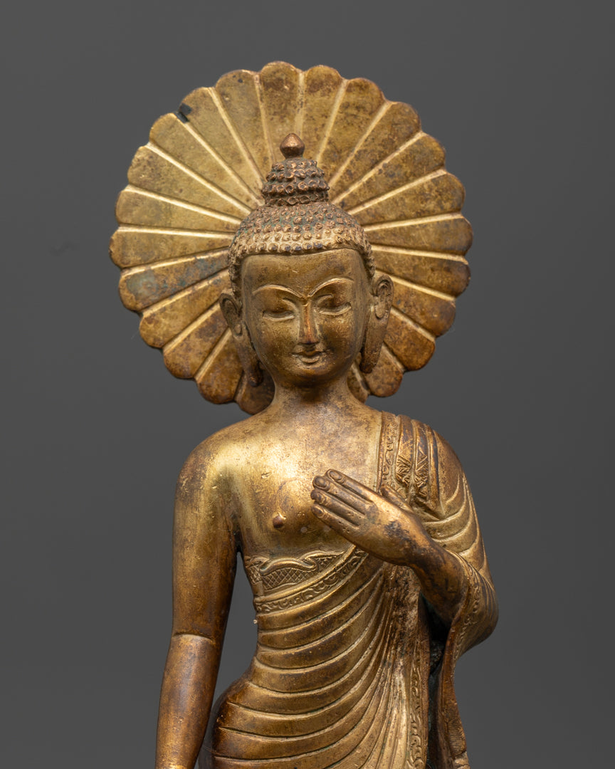 Standing Buddha Shakyamuni : Handmade Buddhist Sculpture