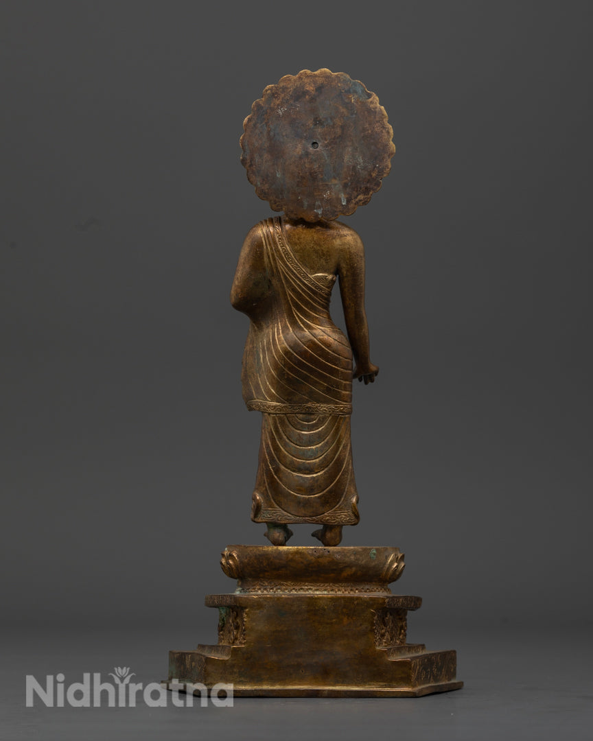 Standing Buddha Shakyamuni : Handmade Buddhist Sculpture