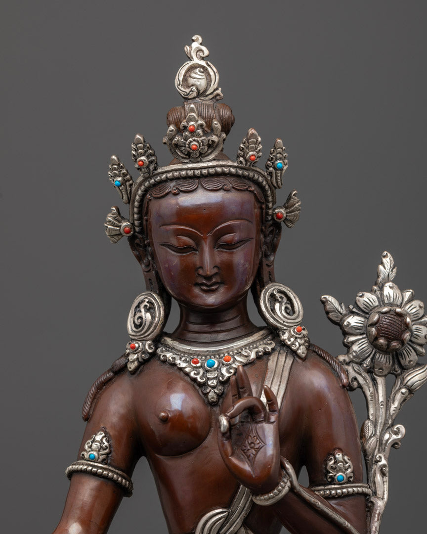 Standing Green Tara Statue: Tibetan Artwork