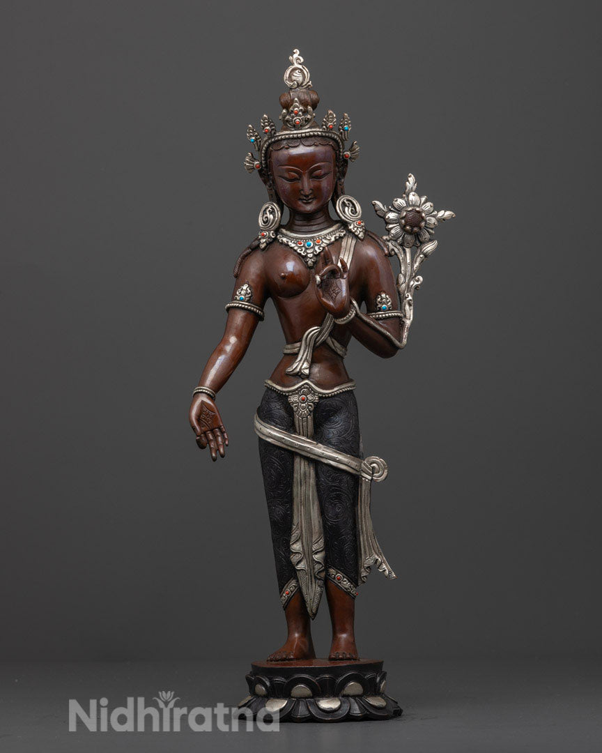 Standing Green Tara Statue: Tibetan Artwork