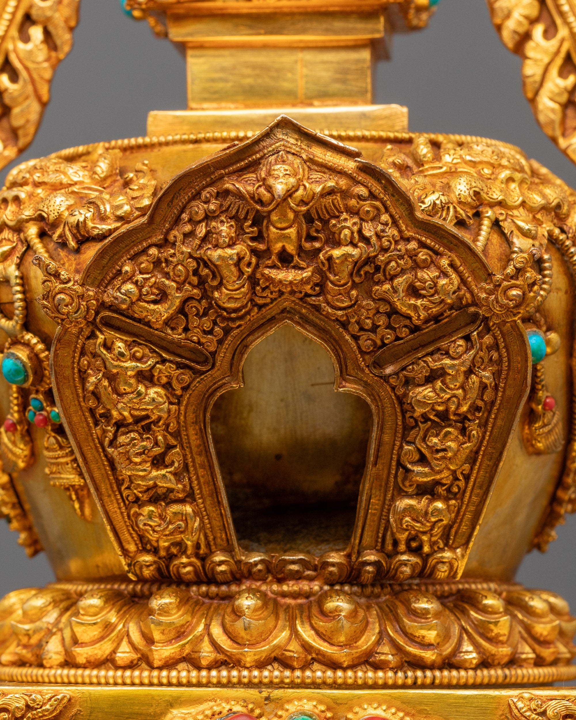 Spiritual Stupa from Nepal | Gold on Copper Art