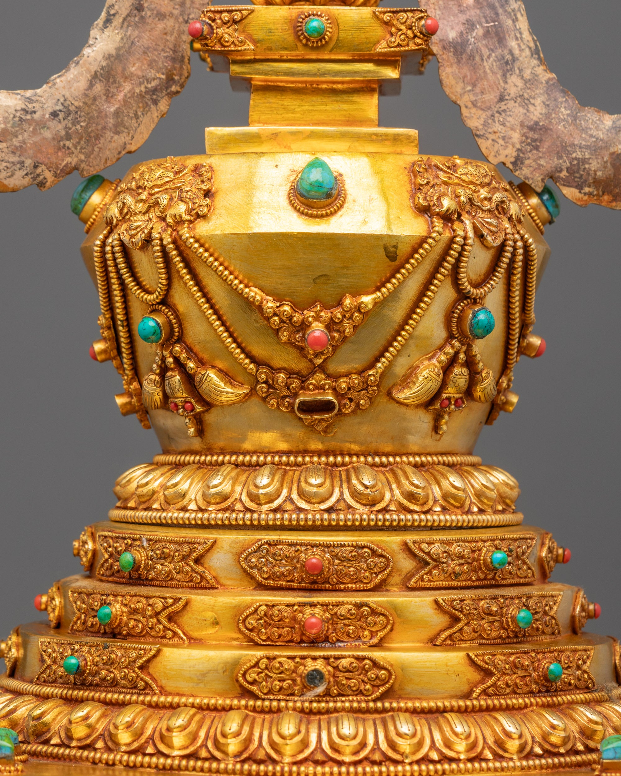Tibetan Ritual Stupa | Pure Copper Sacred Object