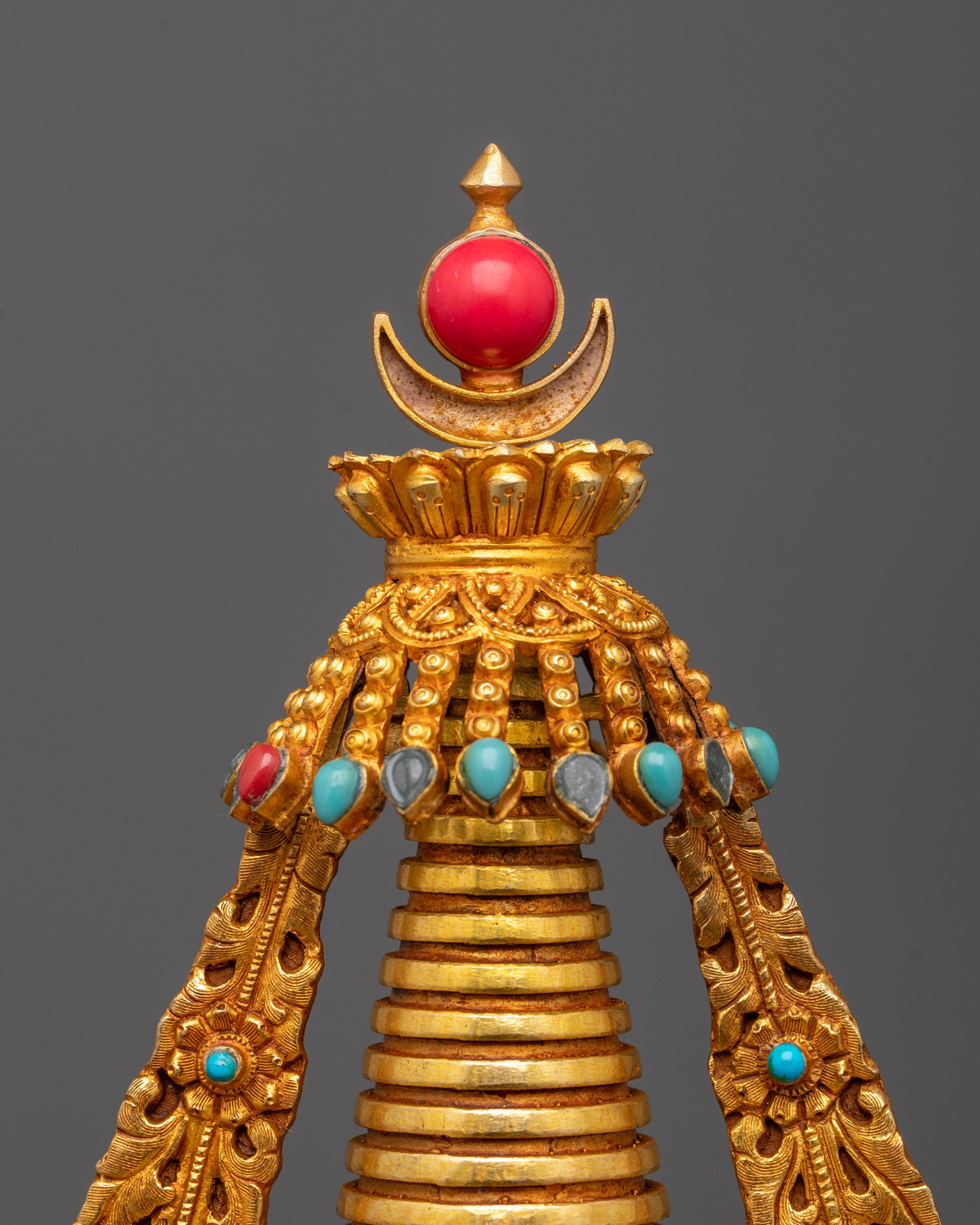 Spiritual Stupa from Nepal | Gold on Copper Art
