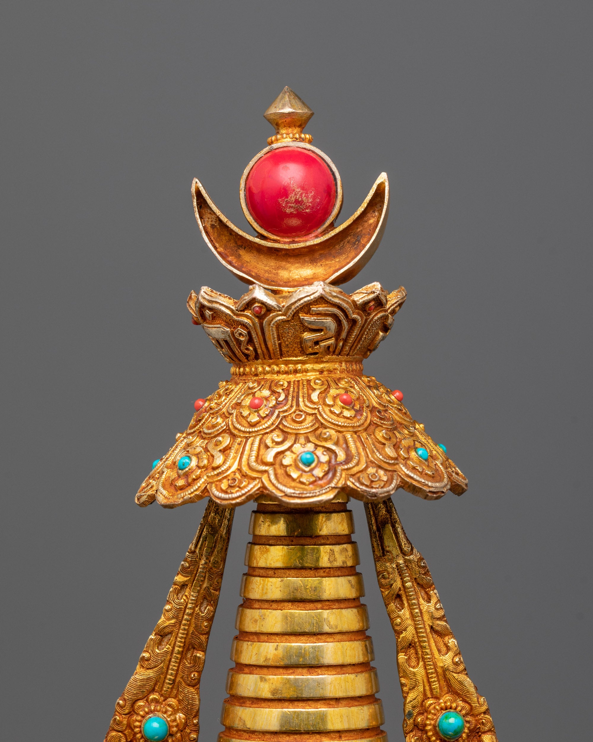 Tibetan Ritual Stupa | Pure Copper Sacred Object