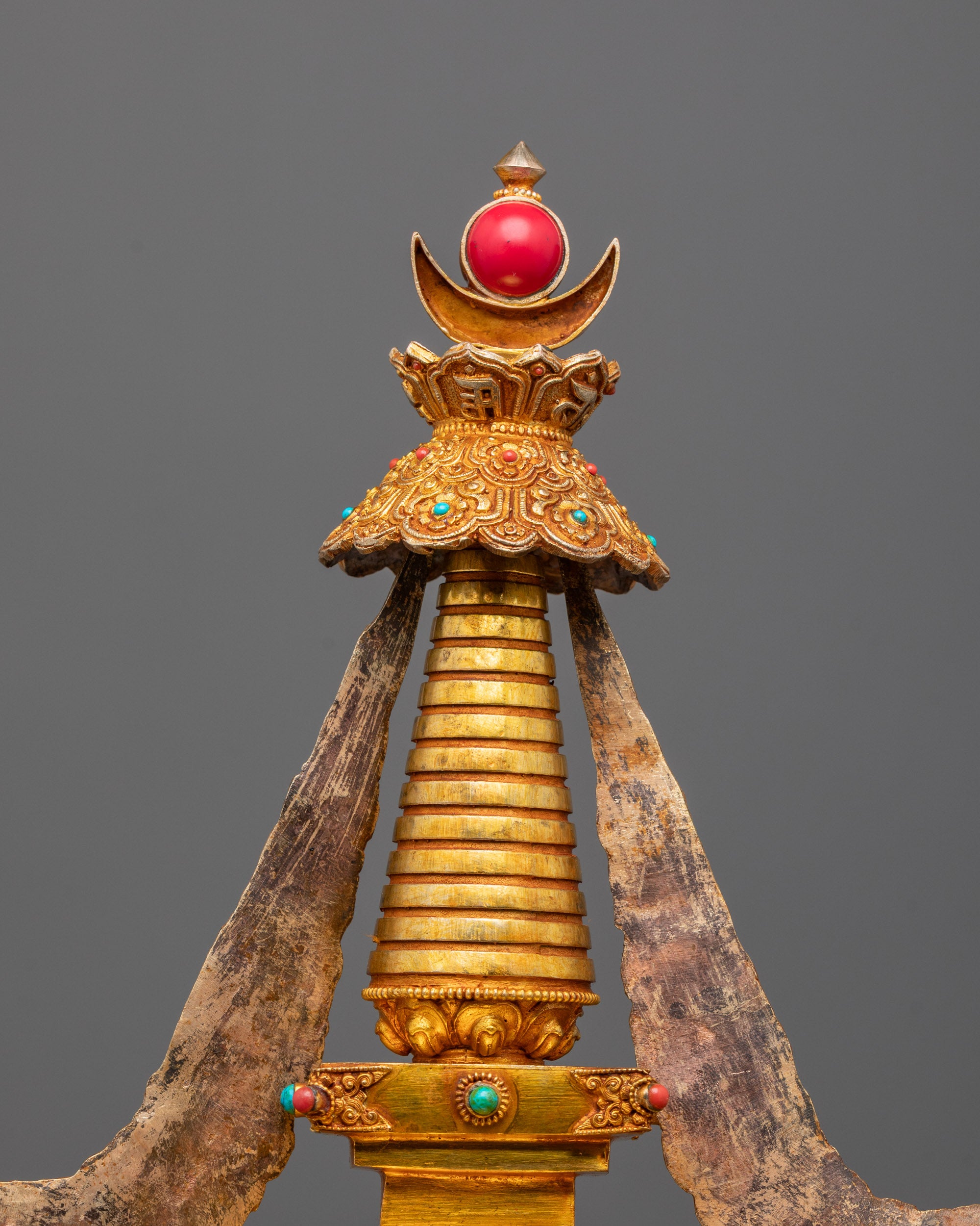 Tibetan Ritual Stupa | Pure Copper Sacred Object
