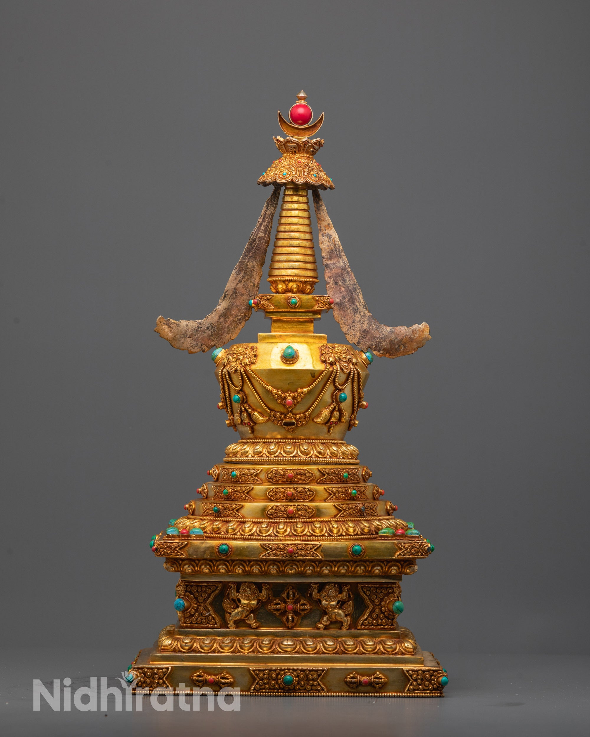 Tibetan Ritual Stupa | Pure Copper Sacred Object