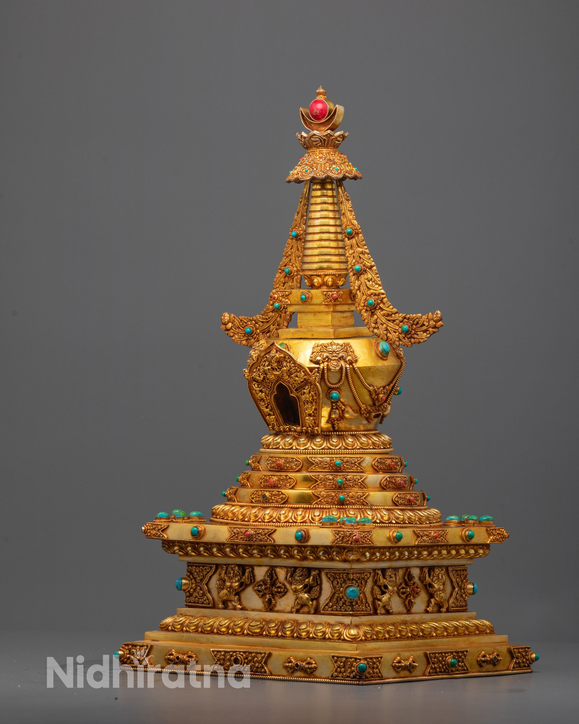 Tibetan Ritual Stupa | Pure Copper Sacred Object