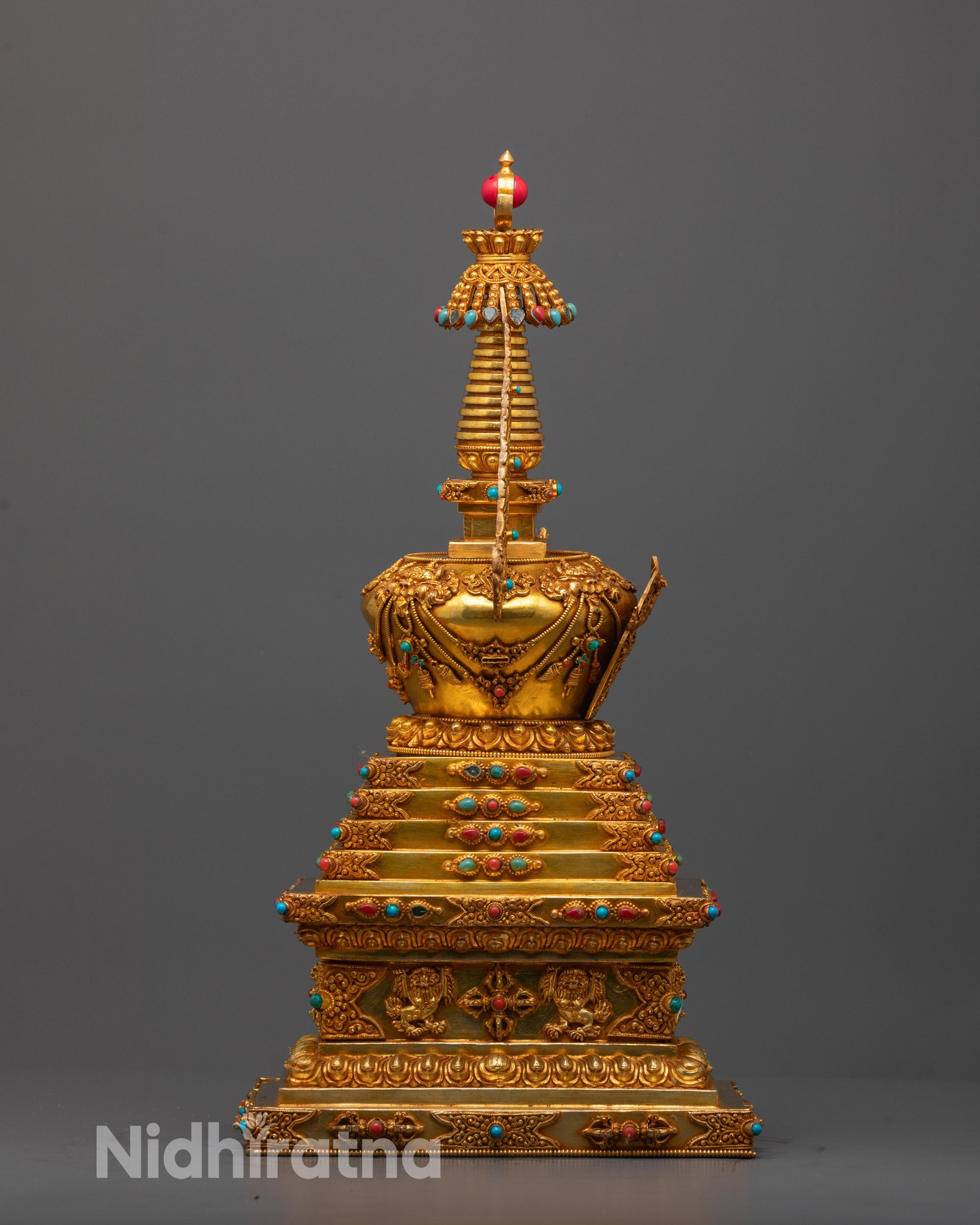 Spiritual Stupa from Nepal | Gold on Copper Art