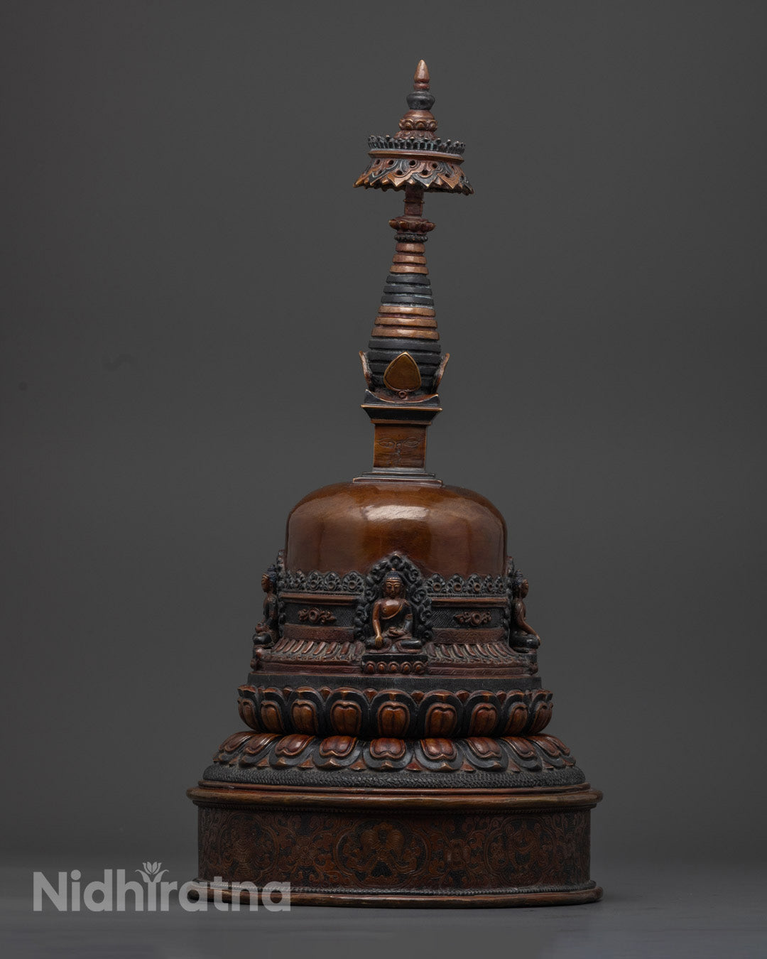 Buddhist Stupa Statue for Prayer | Five Dhyani Buddhas Designed