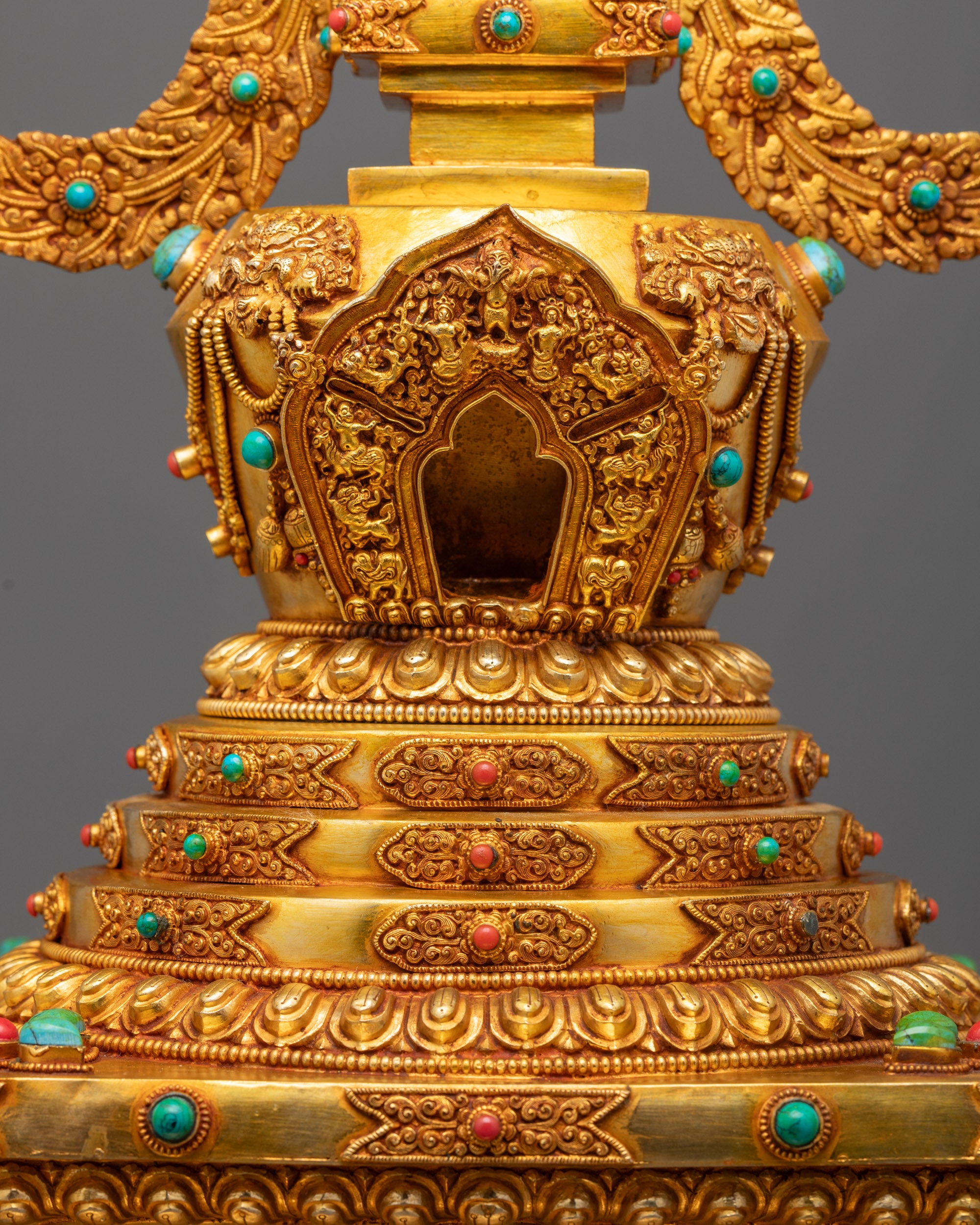 Tibetan Ritual Stupa | Pure Copper Sacred Object
