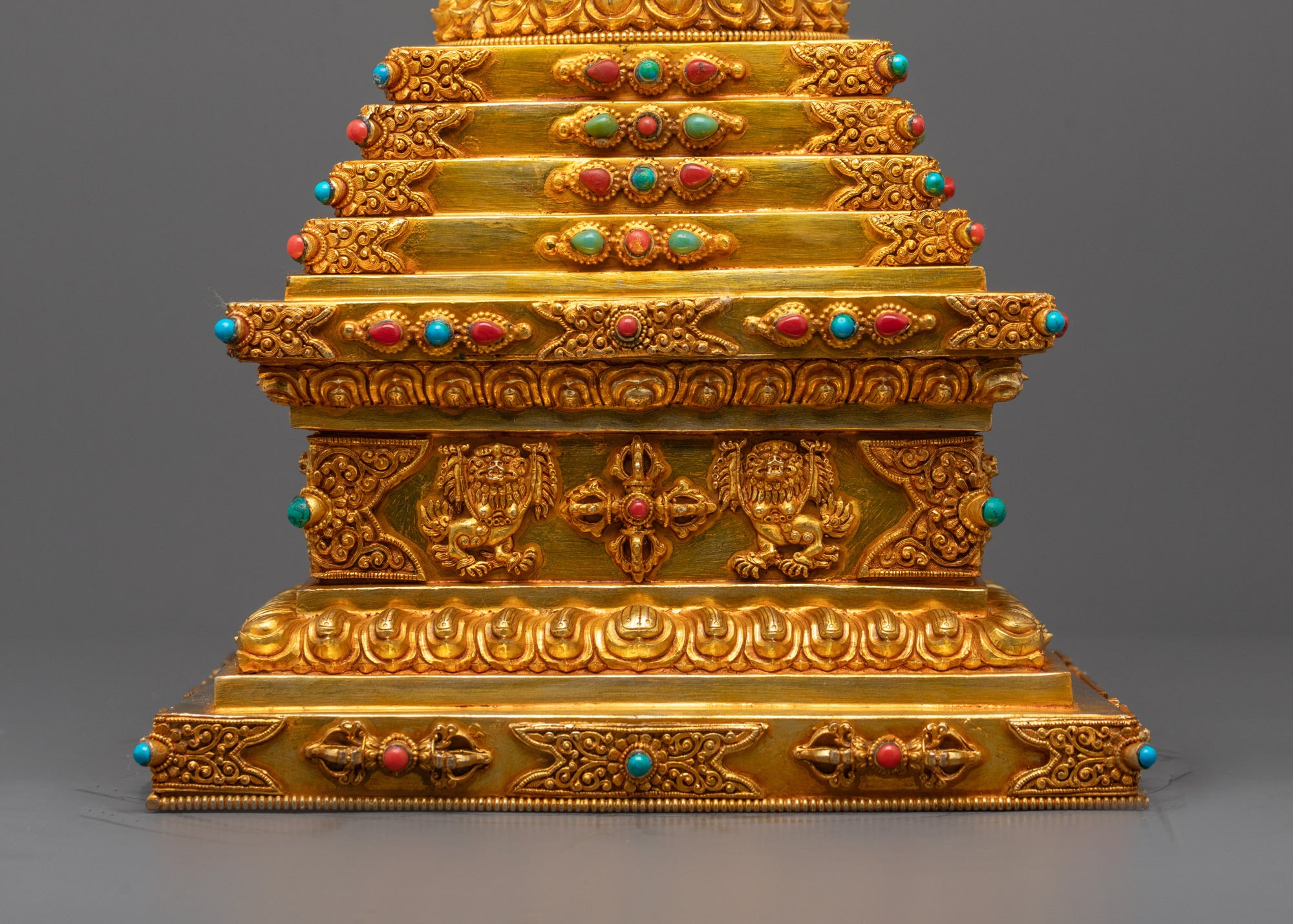 Spiritual Stupa from Nepal | Gold on Copper Art