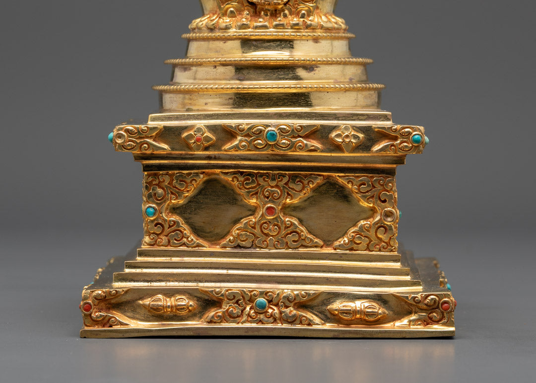 Namgyalma Stupa Statue in Copper Gold | Buddhist Monument