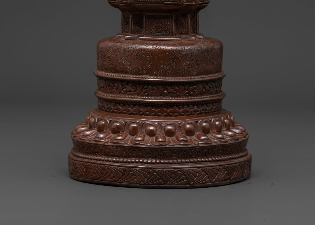 Oxidized Kadam Style Stupa Statue | Ritual Chorten