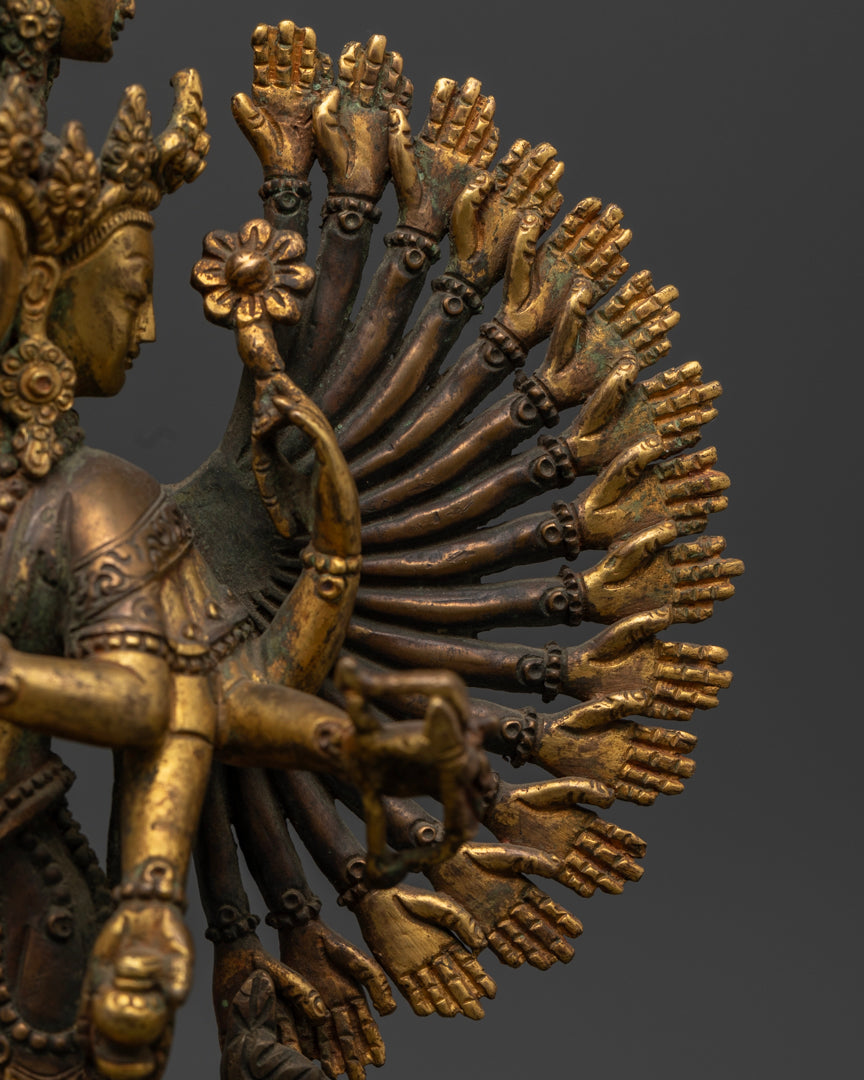 Tibetan 1000 Armed Chenrezig Statue: Avalokiteshvara for Peace