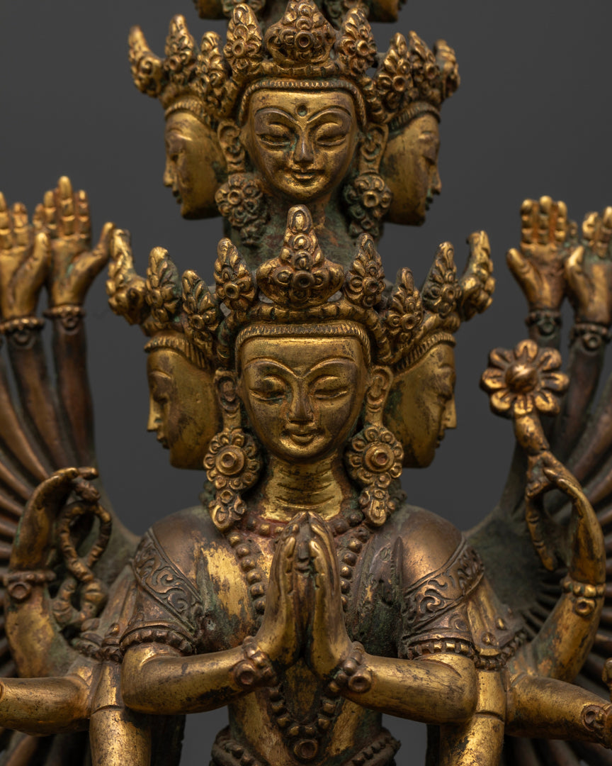 Tibetan 1000 Armed Chenrezig Statue: Avalokiteshvara for Peace