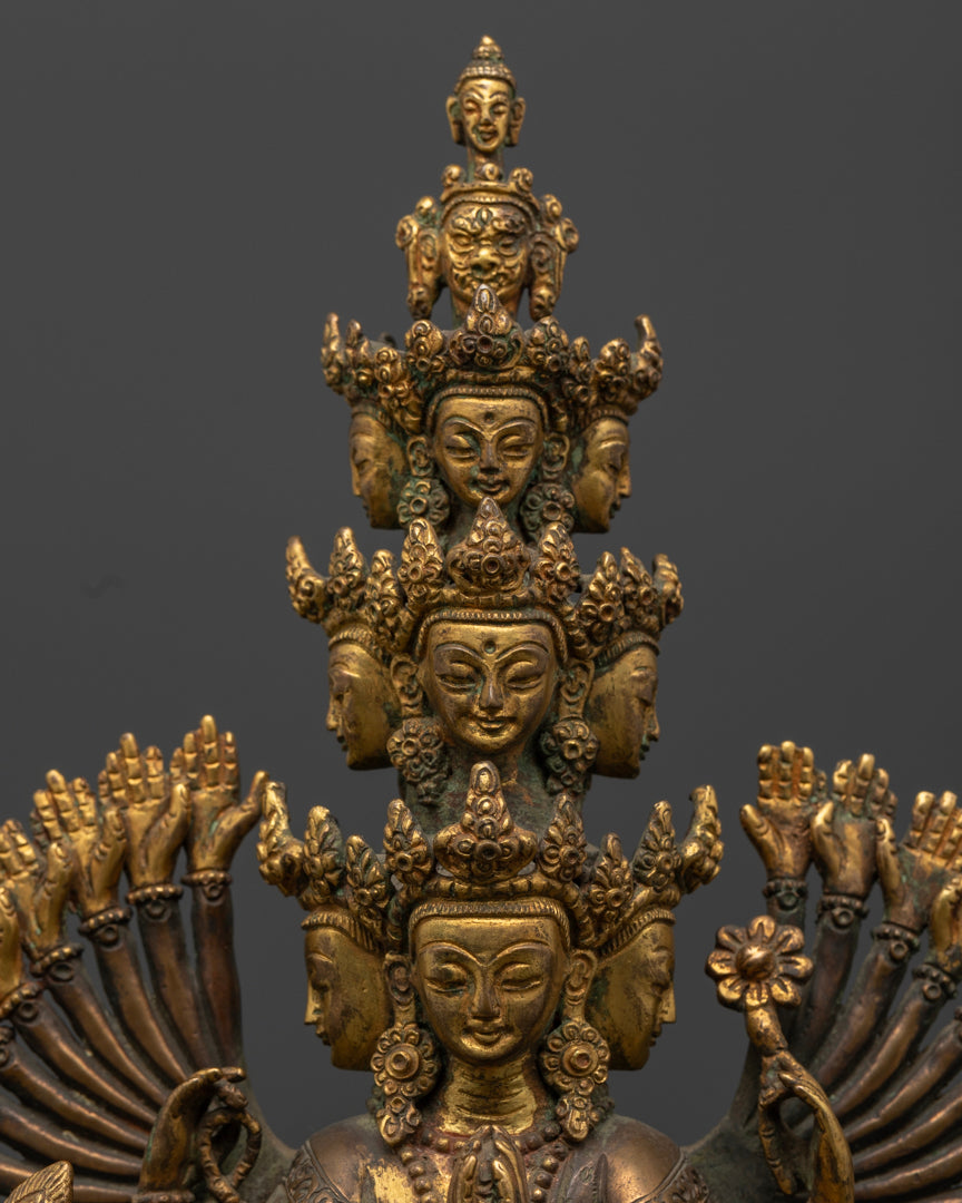 Tibetan 1000 Armed Chenrezig Statue: Avalokiteshvara for Peace
