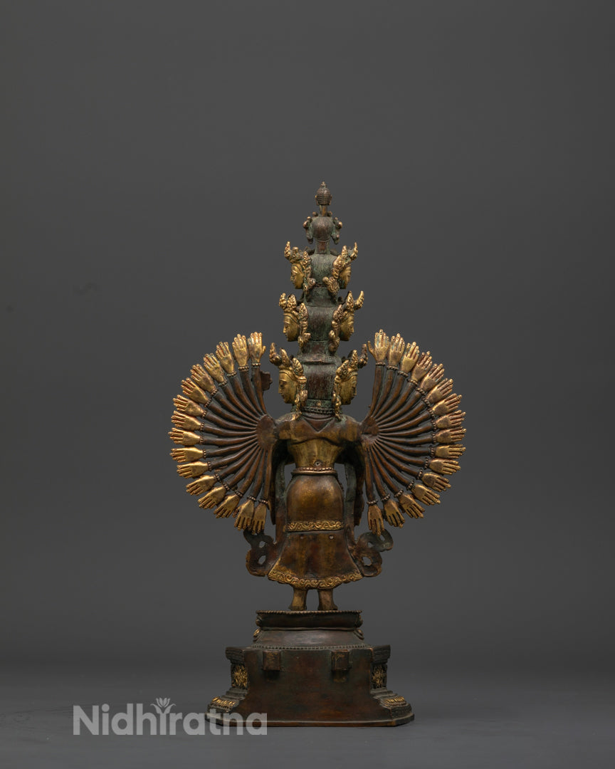 Tibetan 1000 Armed Chenrezig Statue: Avalokiteshvara for Peace