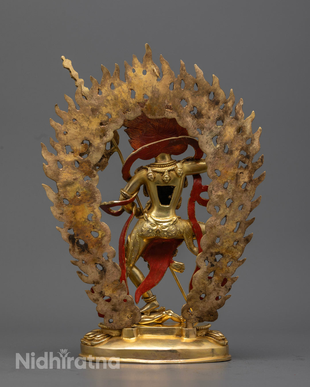 The Simha Mukha Dakini statue, a mystical embodiment of courage, purification, and enlightened wrath guarding sacred spaces.