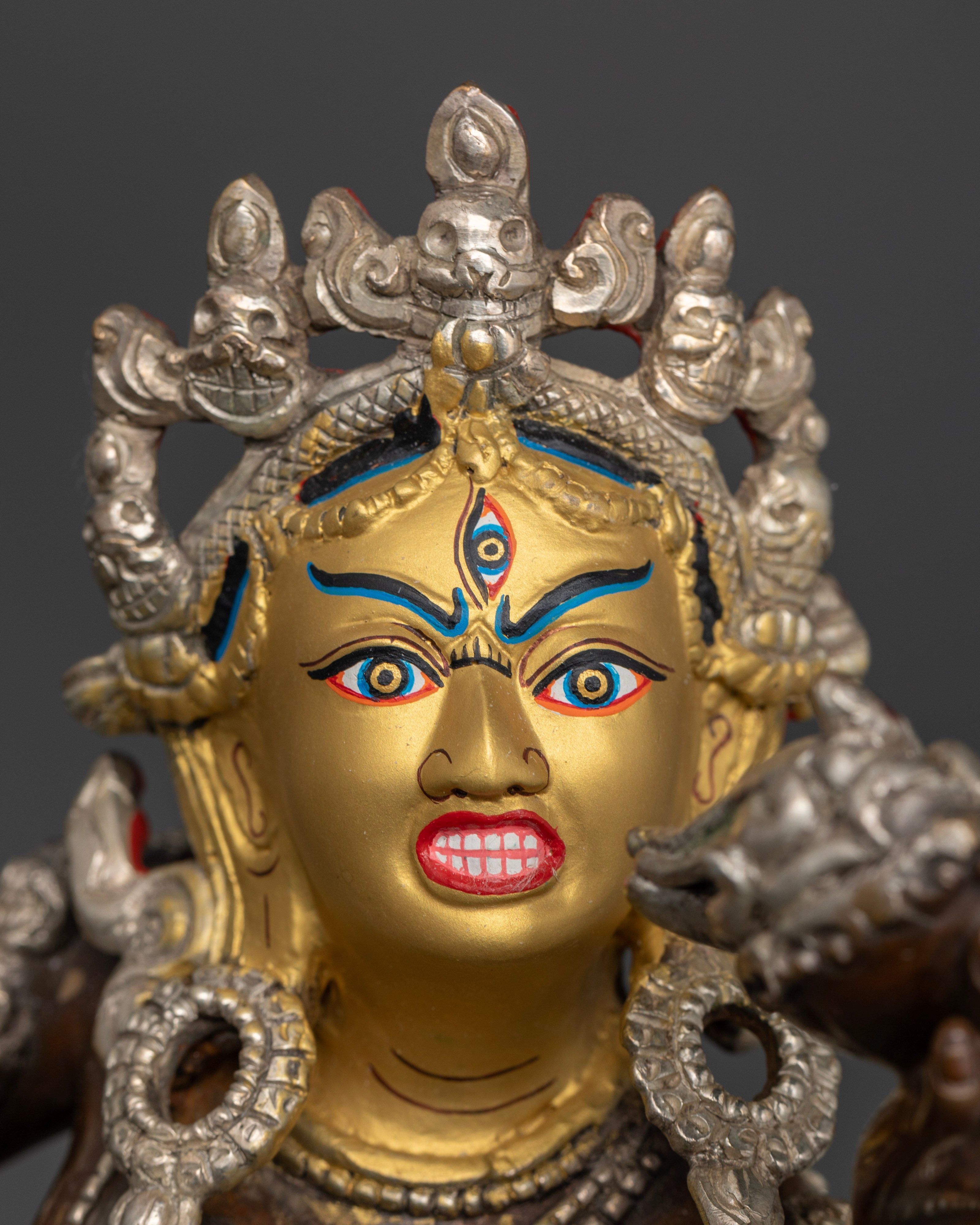 Vajrayogini’s upper body, highlighting her serene yet powerful expression