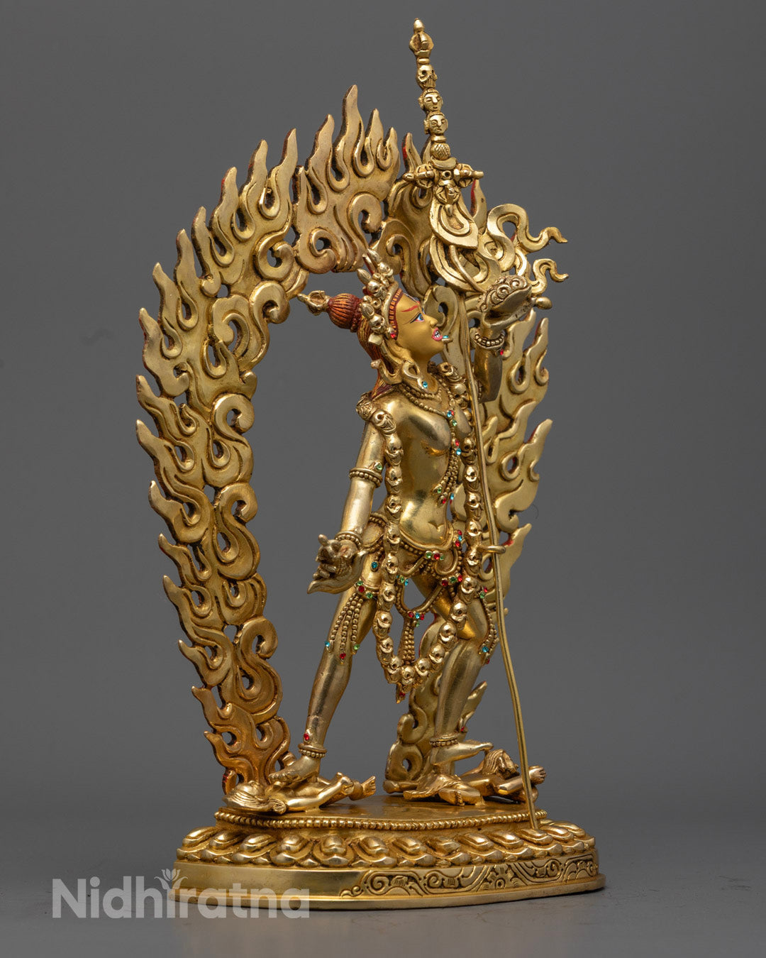 The authentic Vajrayogini deity statue symbolizes wisdom, fierce compassion, and spiritual transformation.