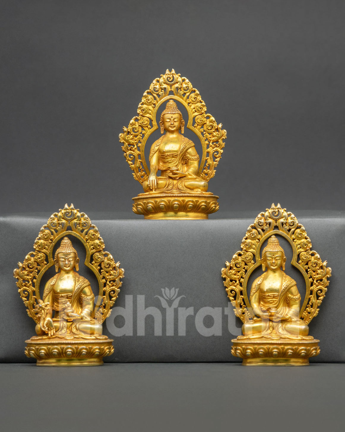 Three Buddha Statue Set | Traditional Nepalese Buddhist Artwork