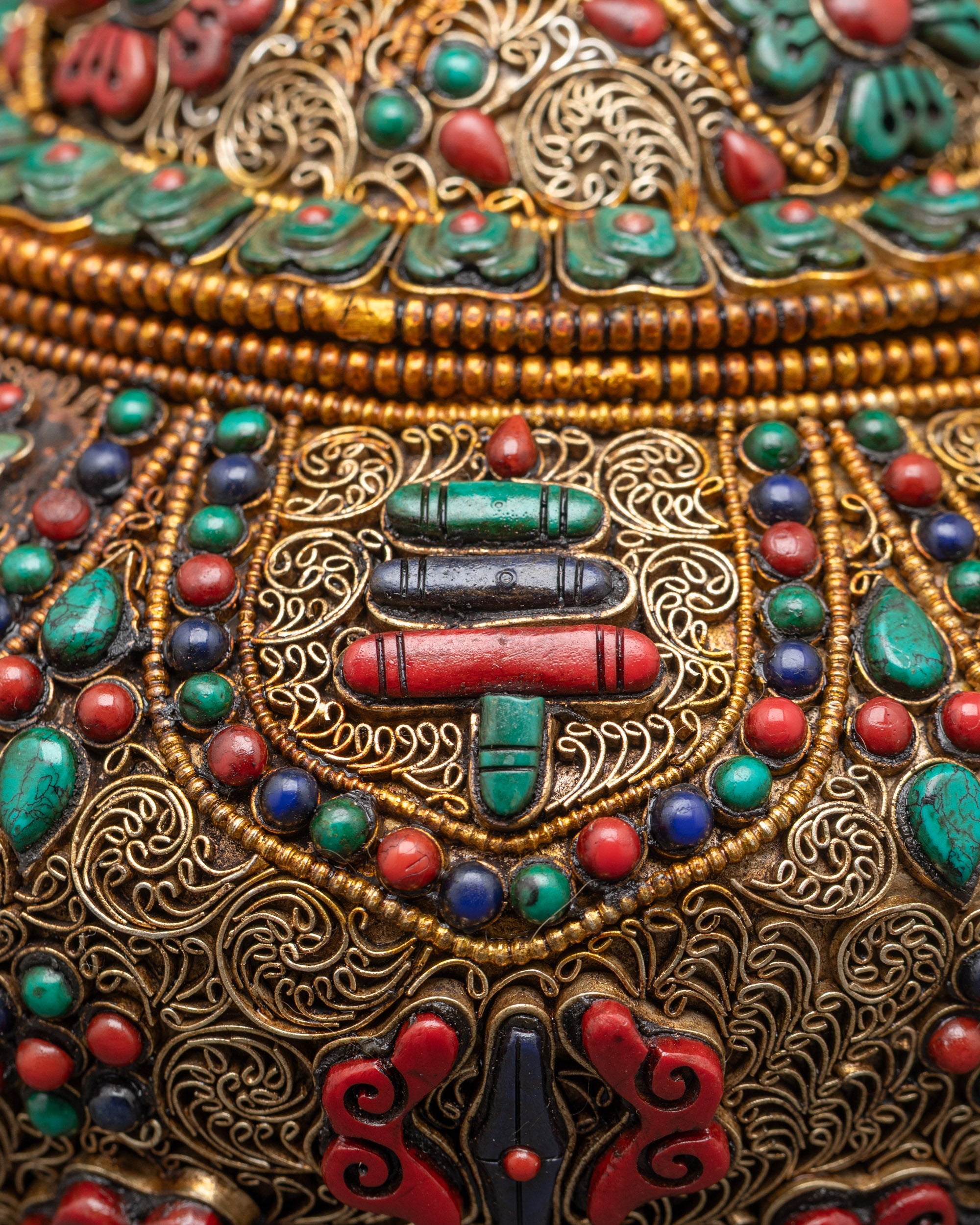 Ashtamangala Tibetan Ricepot | Ritual Container for Buddhist Altar
