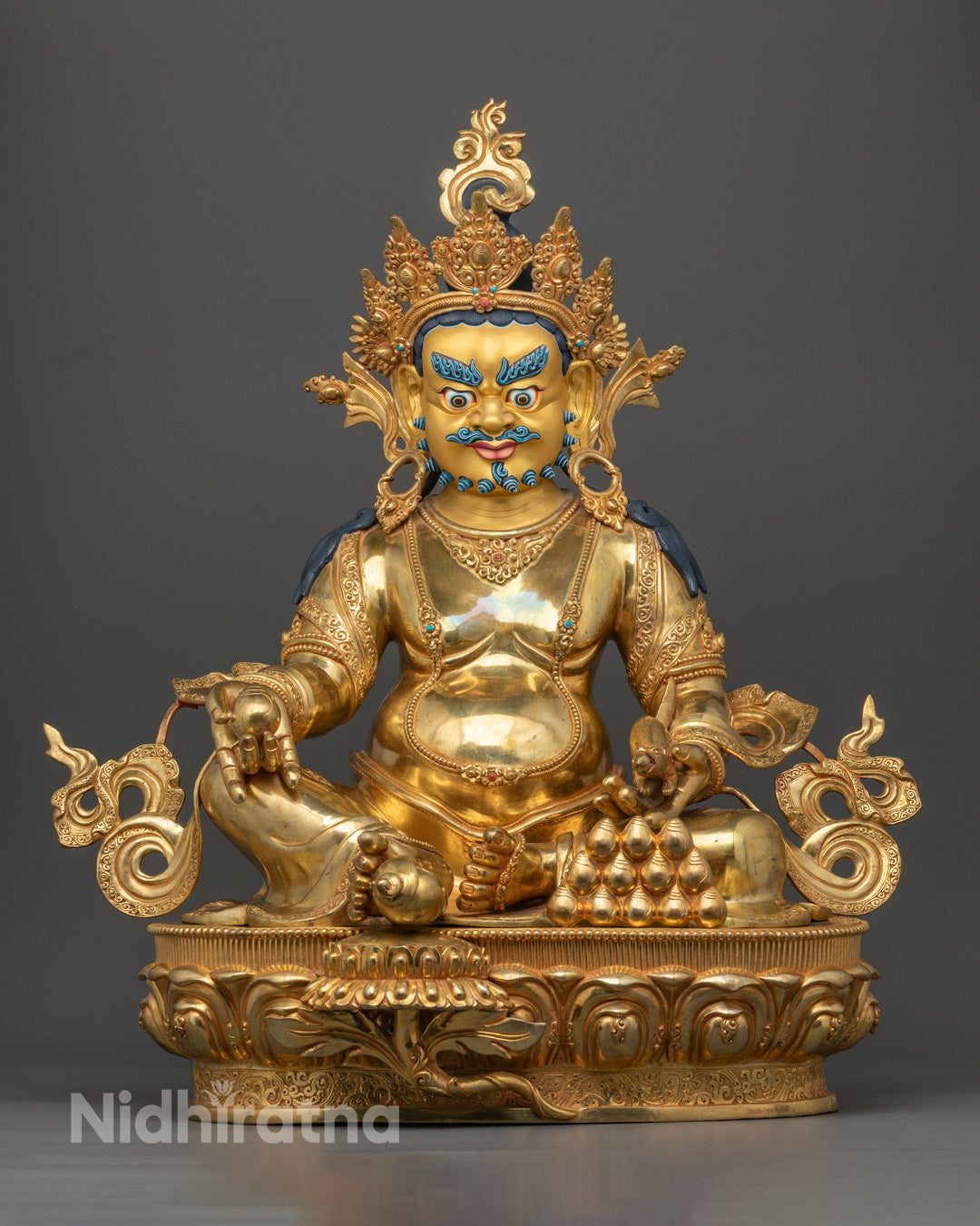 Tibetan Dzambhala Statue | Handmade Gold-Gilded Blessing Deity