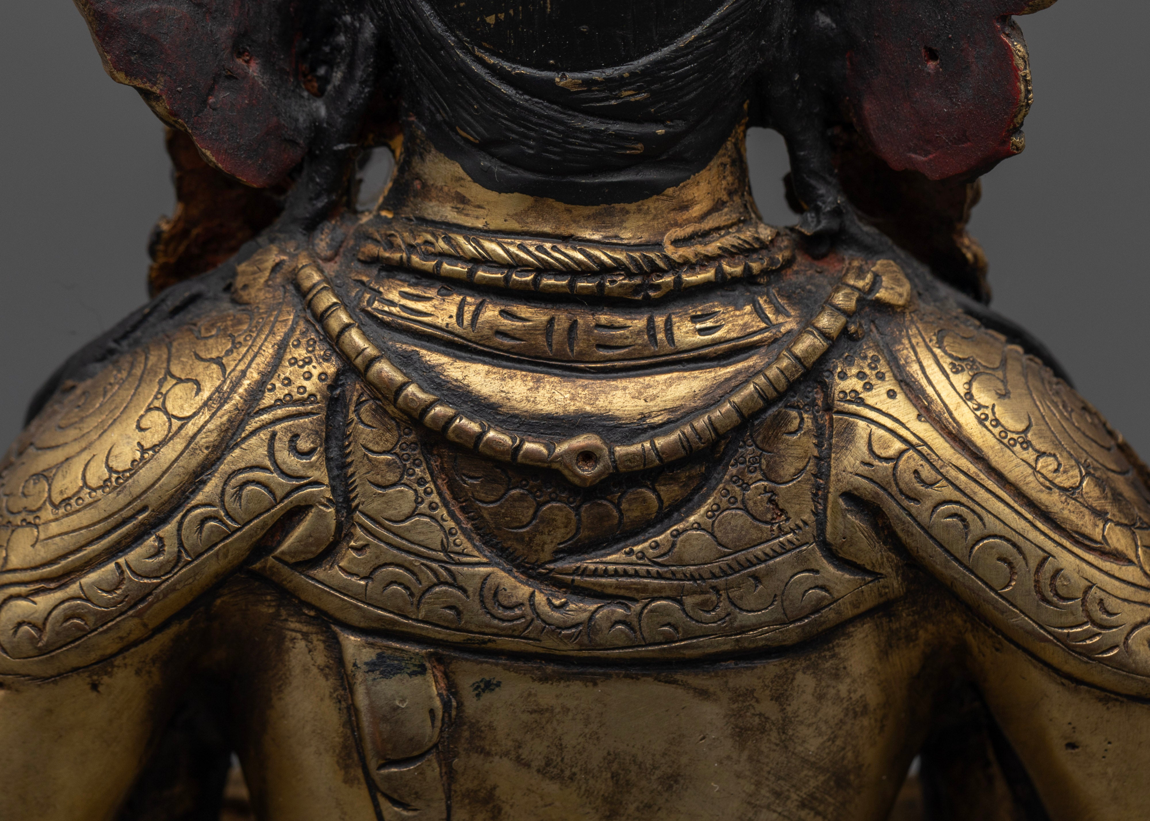 Antique Chenrezig Sculpture: Icon of Infinite Compassion and Wisdom
