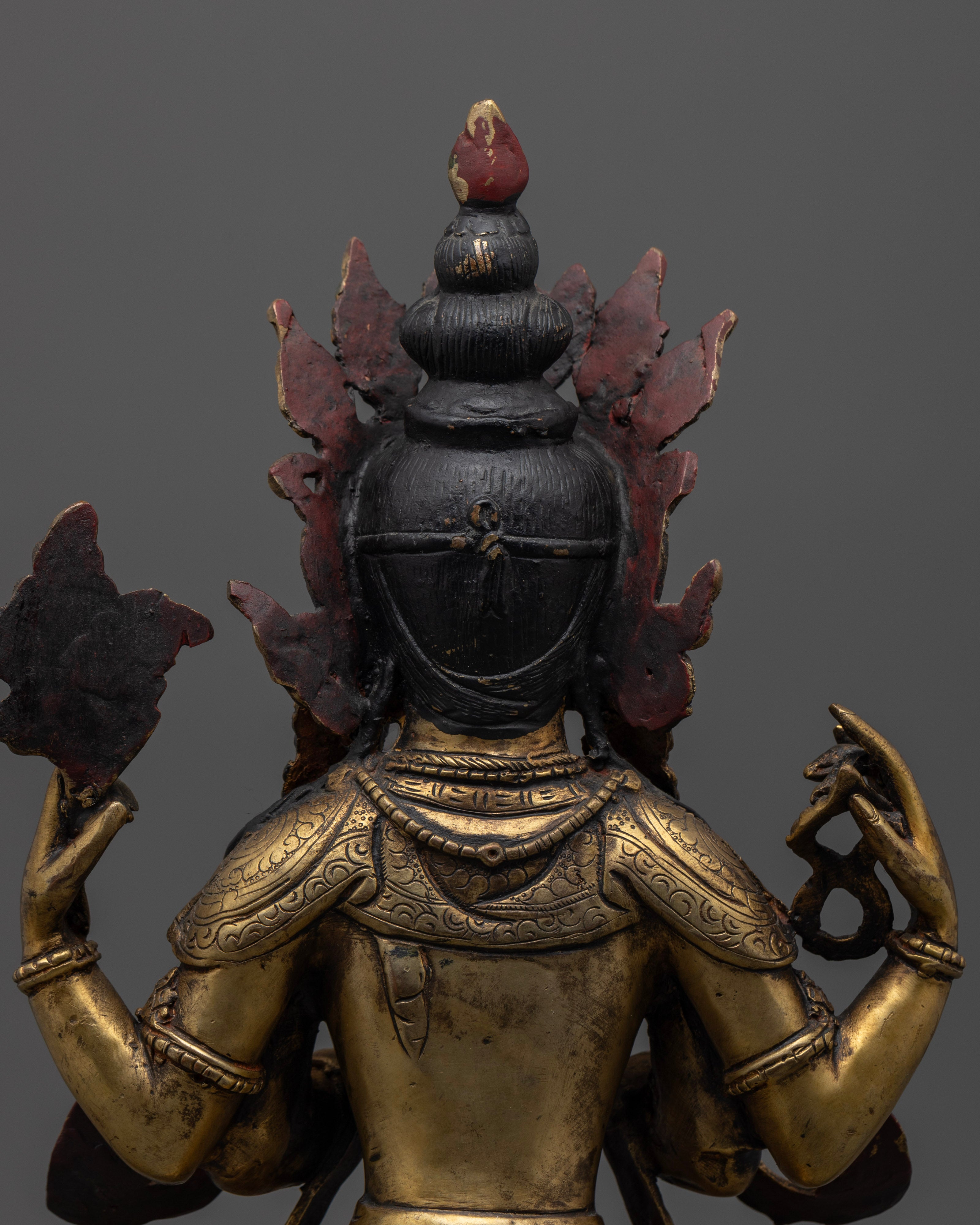 Antique Chenrezig Sculpture: Icon of Infinite Compassion and Wisdom