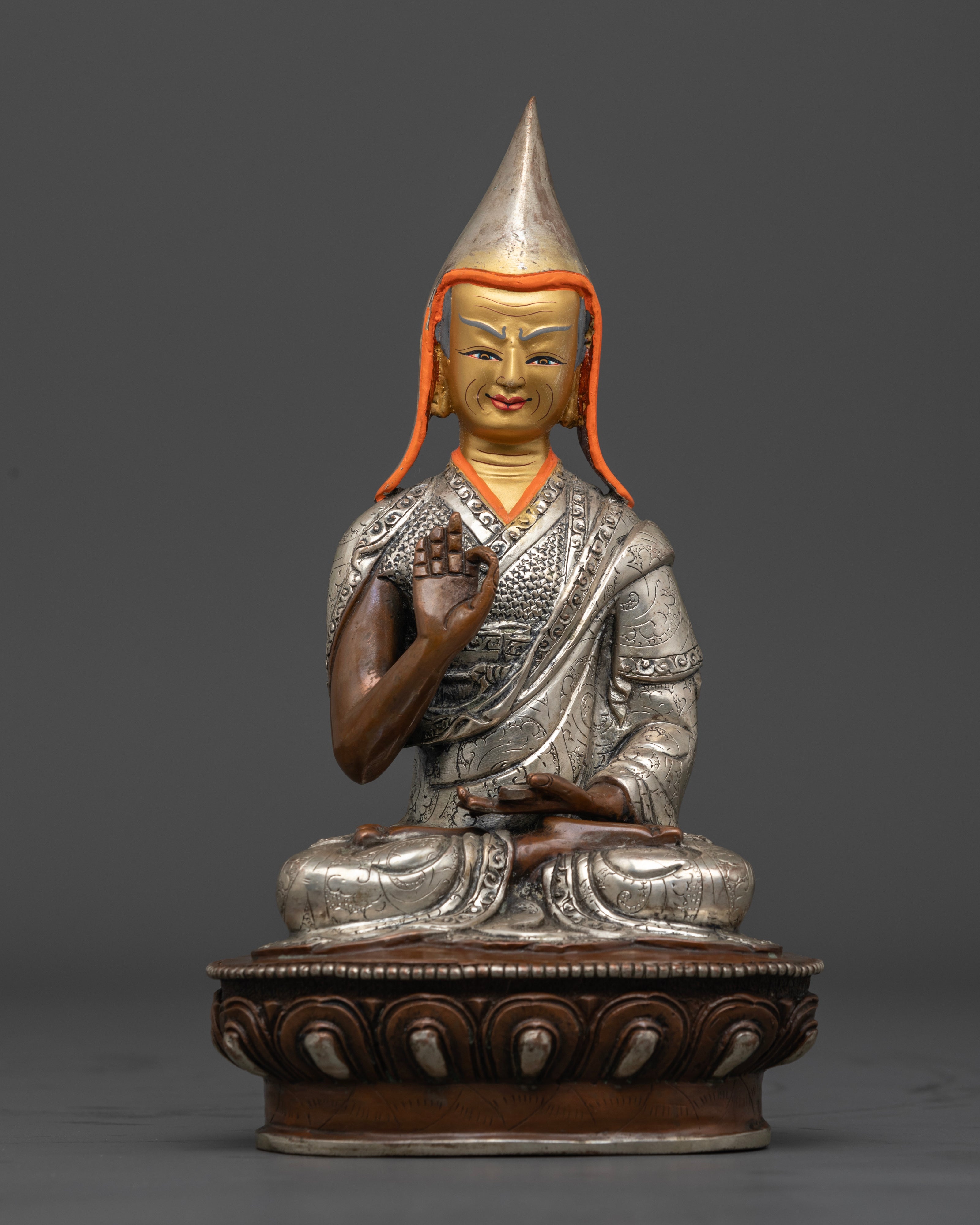 Oxidized Tsongkhapa Set: The Embodiment of Wisdom and Compassion