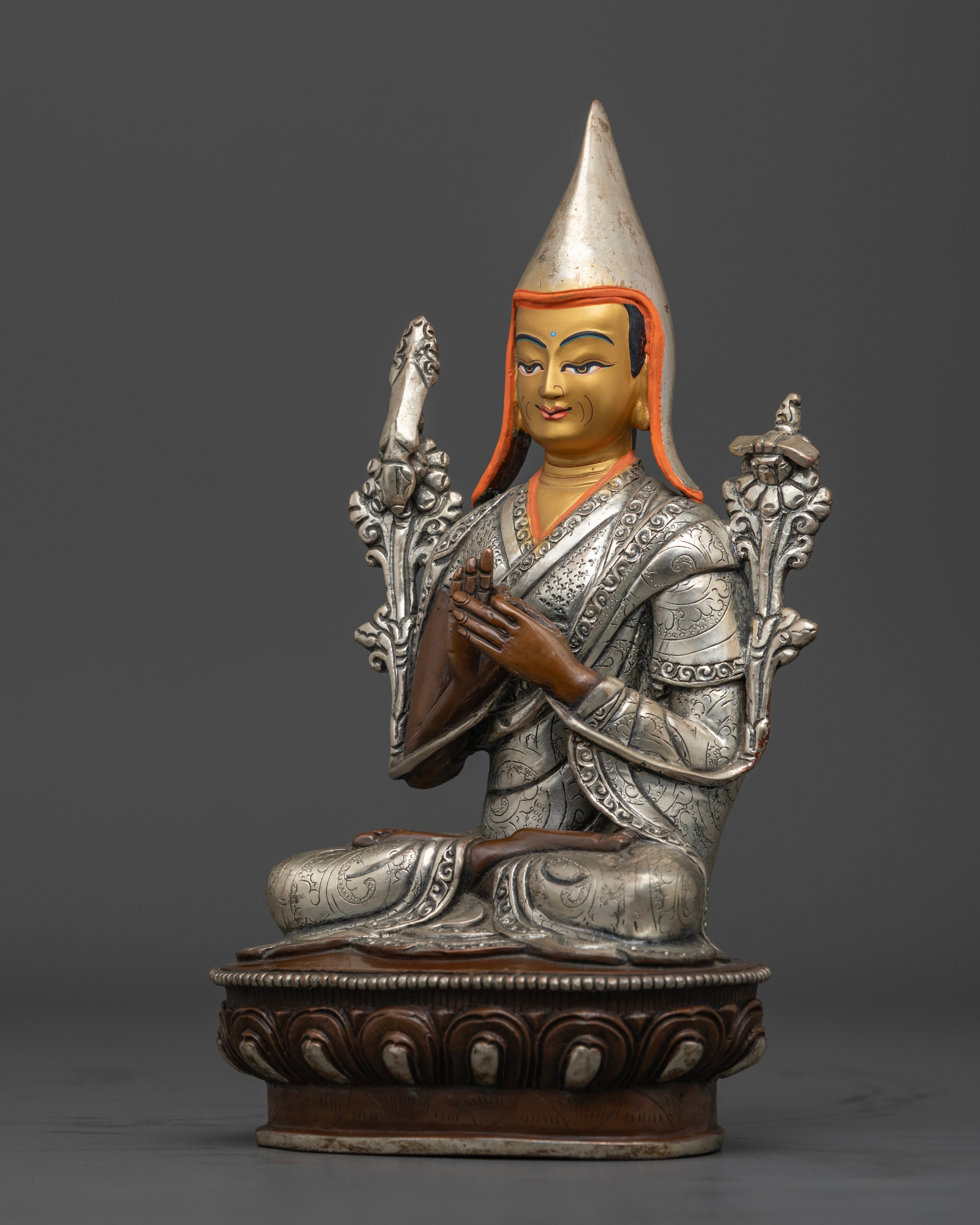 Oxidized Tsongkhapa Set: The Embodiment of Wisdom and Compassion