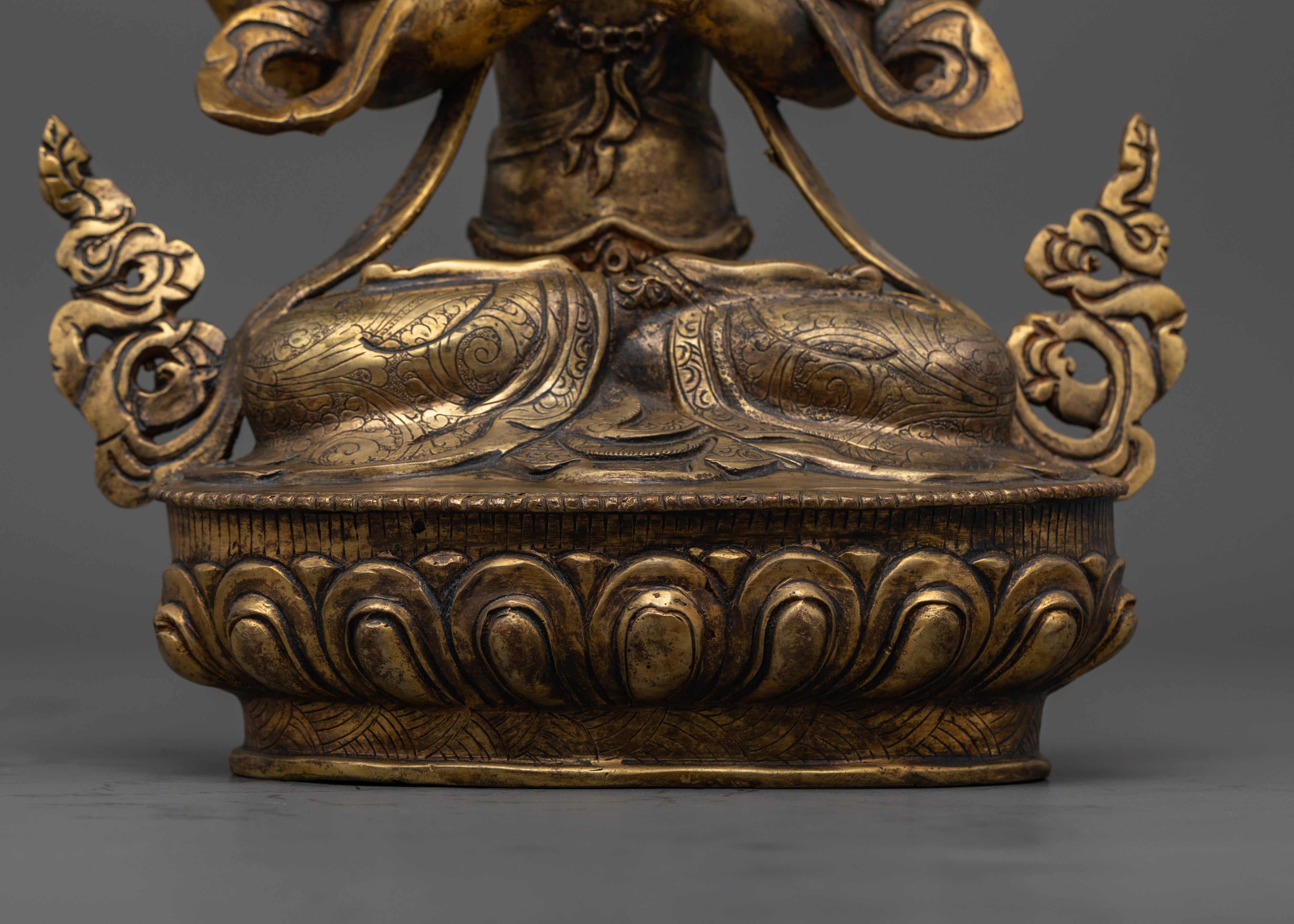 Antique Chenrezig Sculpture: Icon of Infinite Compassion and Wisdom
