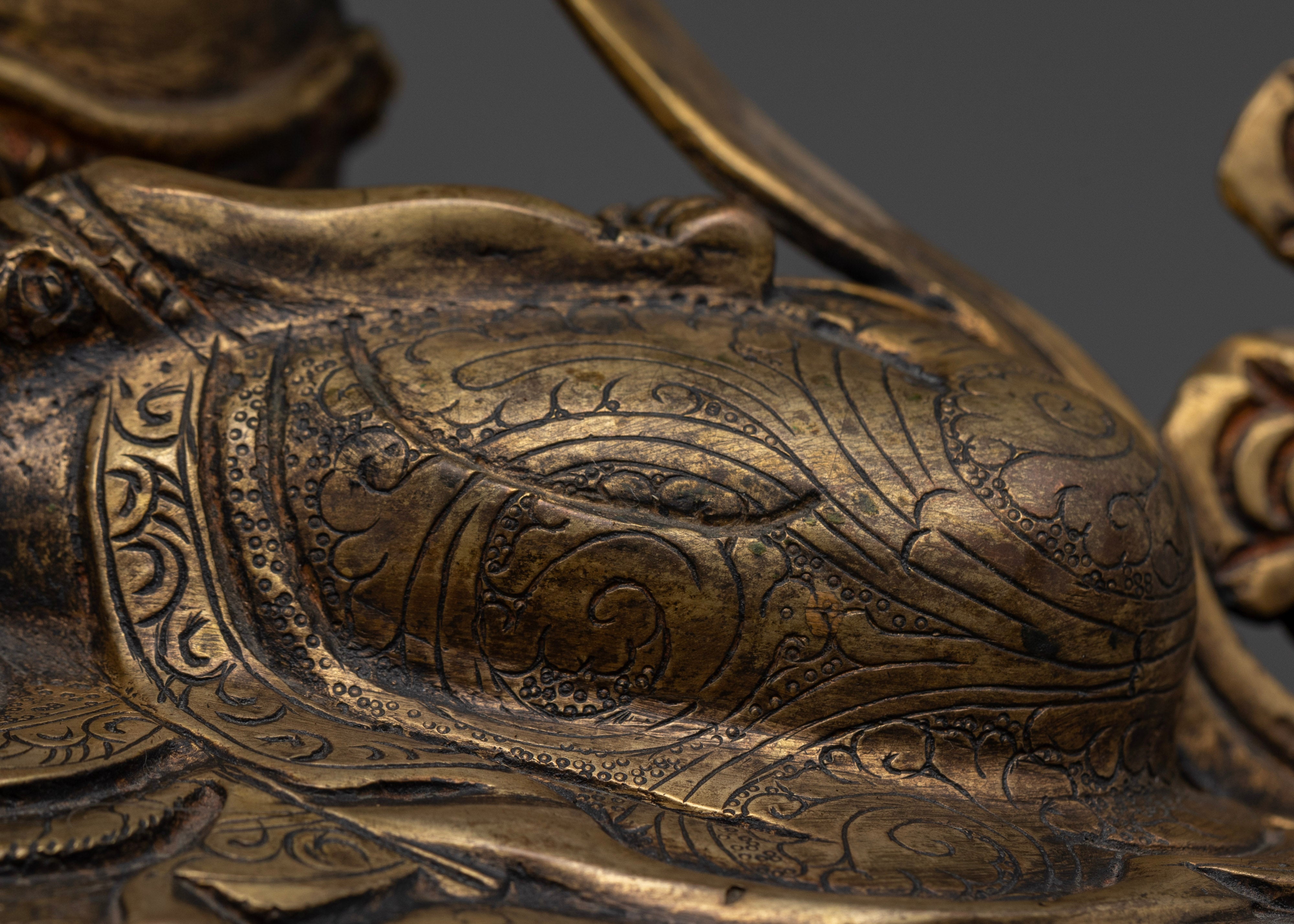 Antique Chenrezig Sculpture: Icon of Infinite Compassion and Wisdom