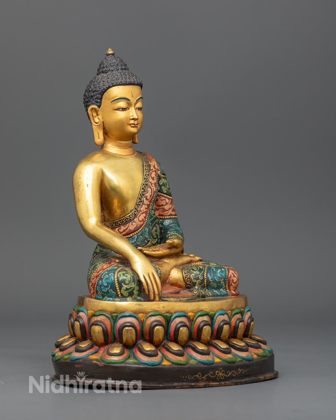 Traditional Artwork of Sacred Yellow Shakyamuni Buddha Statue