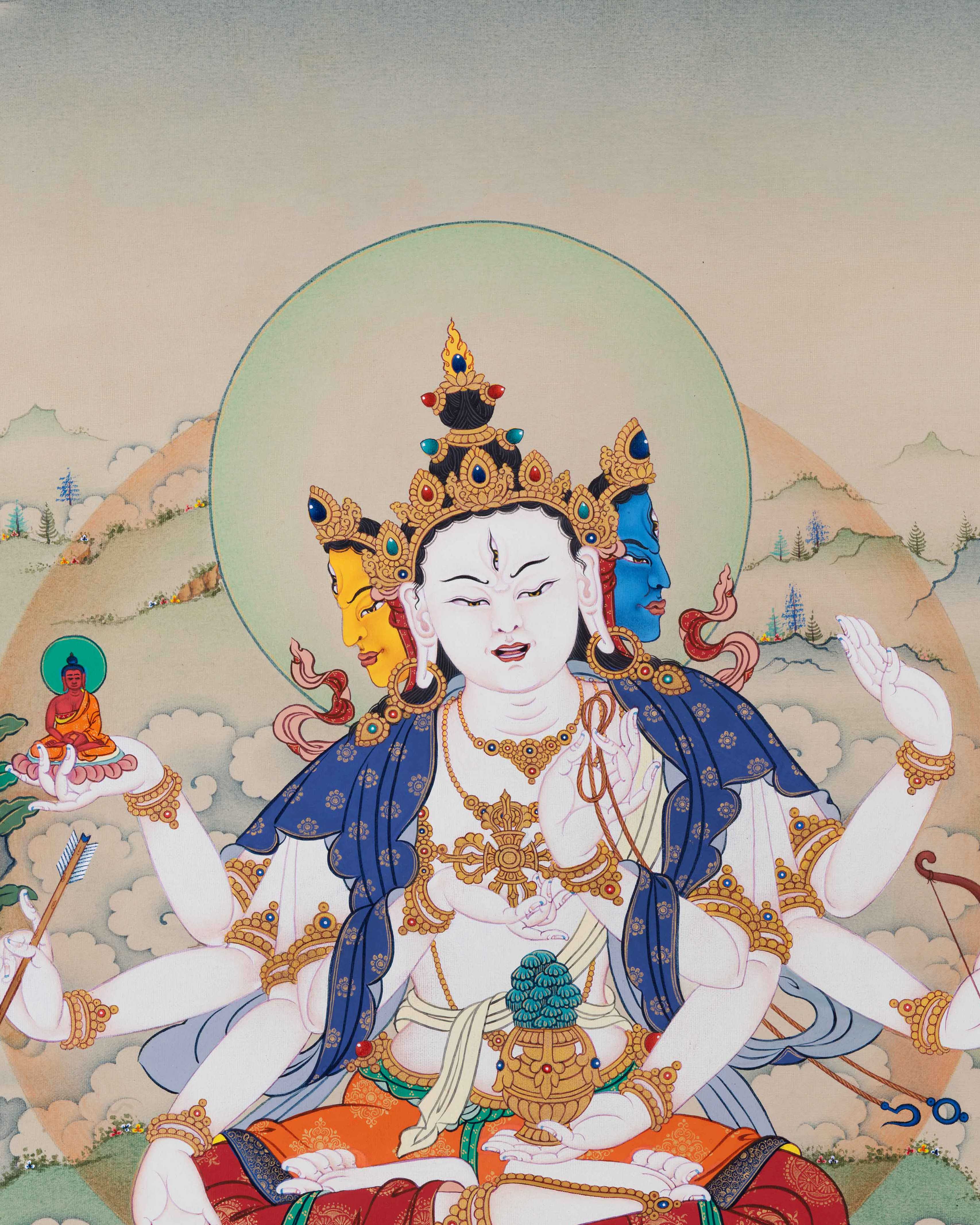 Traditional Namgyalma Thangka | Enlightened Goddess of Healing Print