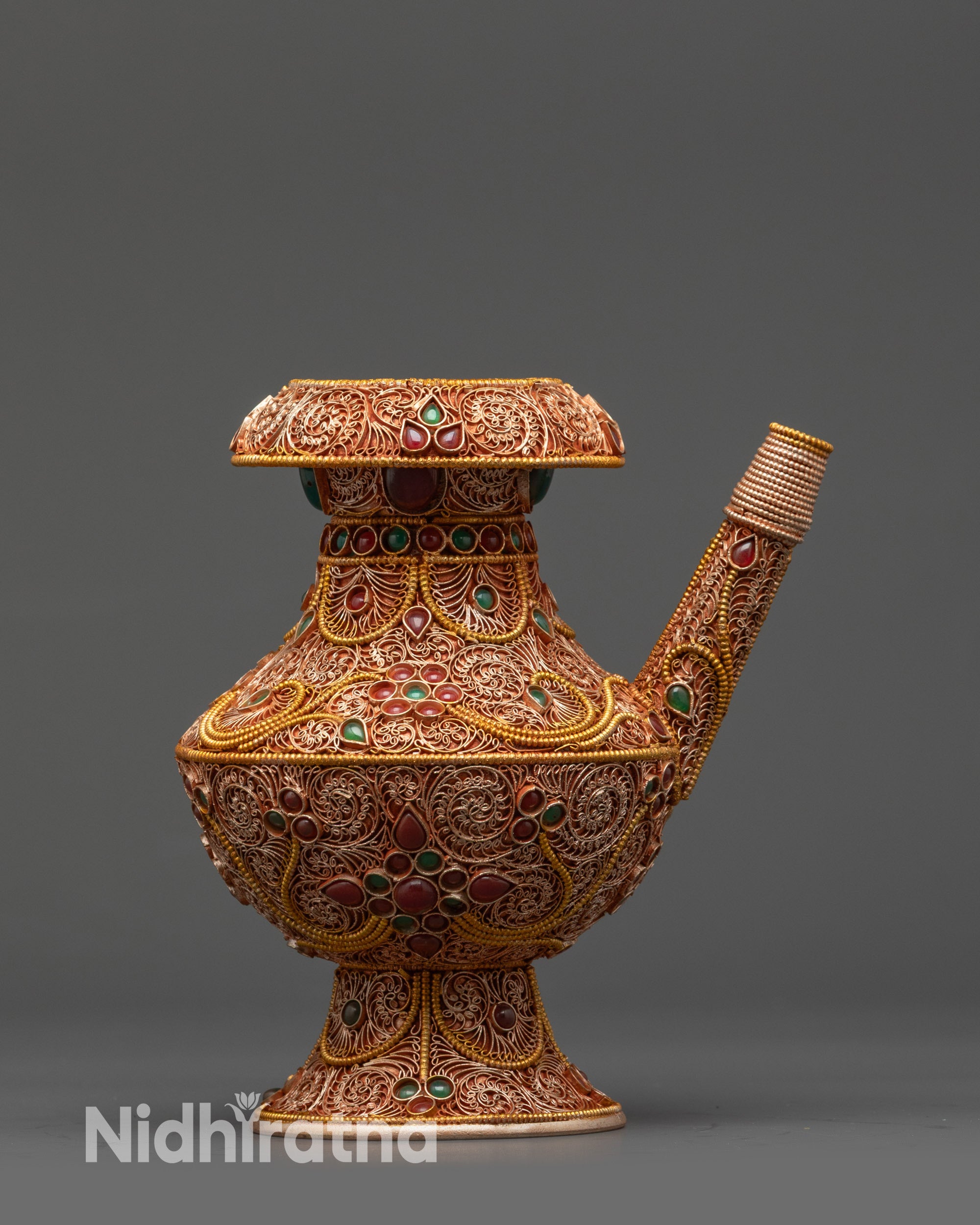 Traditional Nepalese Copper Karuwa Ritual Water Pitcher Handcrafted by Artisans