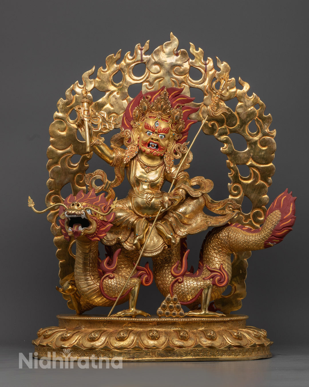 Traditional White Dzambhala Statue | Buddhist Wealth God
