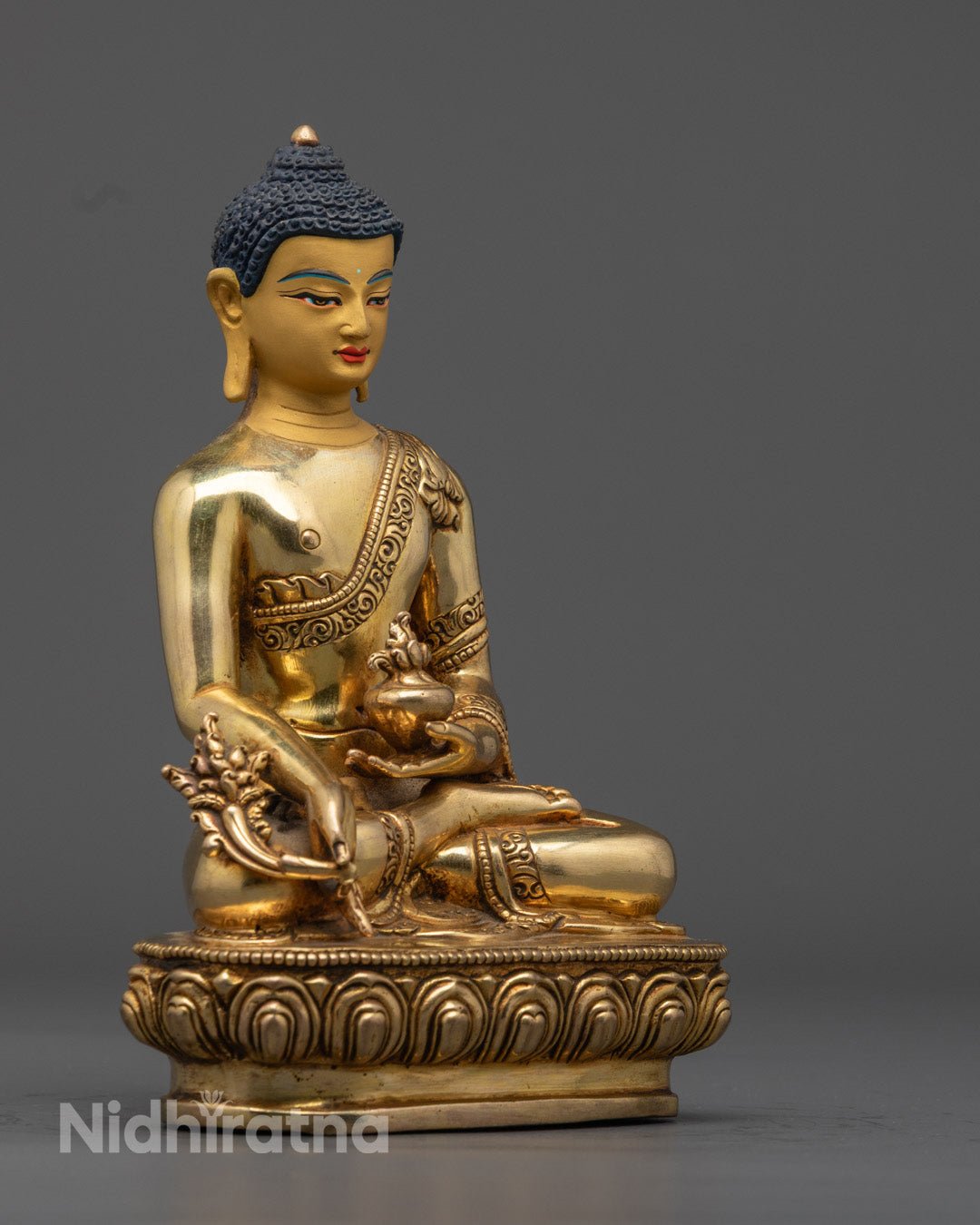 Traditionally Hand-Carved Healing Medicine Buddha Statue 