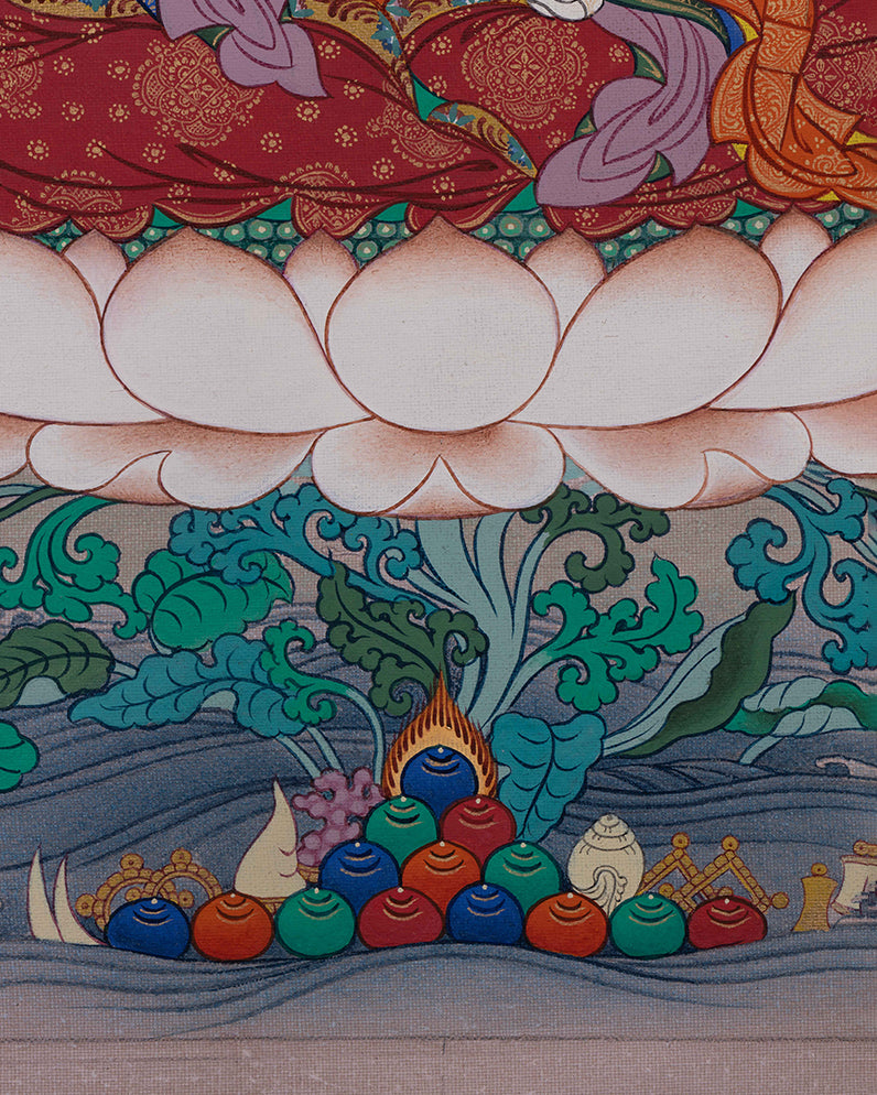Tsokye Dorje Thangka print on giclée cotton, seated on lotus with vajra in hand.