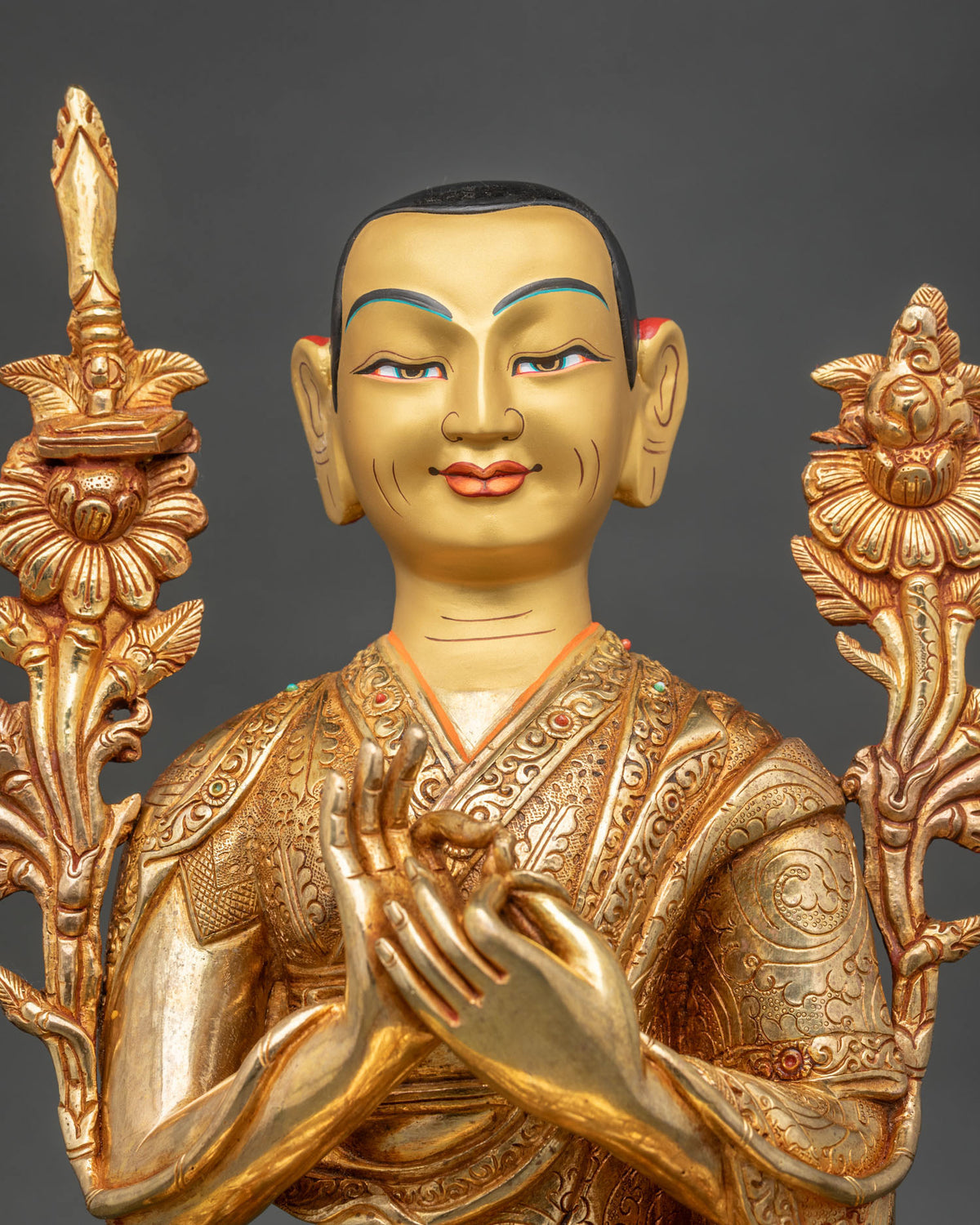Tsongkhapa Buddhist Altar Statue Set | Traditional Nepalese Art