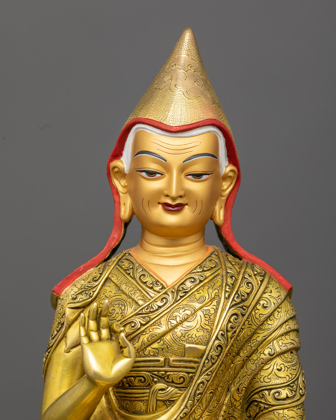 Buddhist Tsongkhapa Set | Hand-Made Trio Sculpture