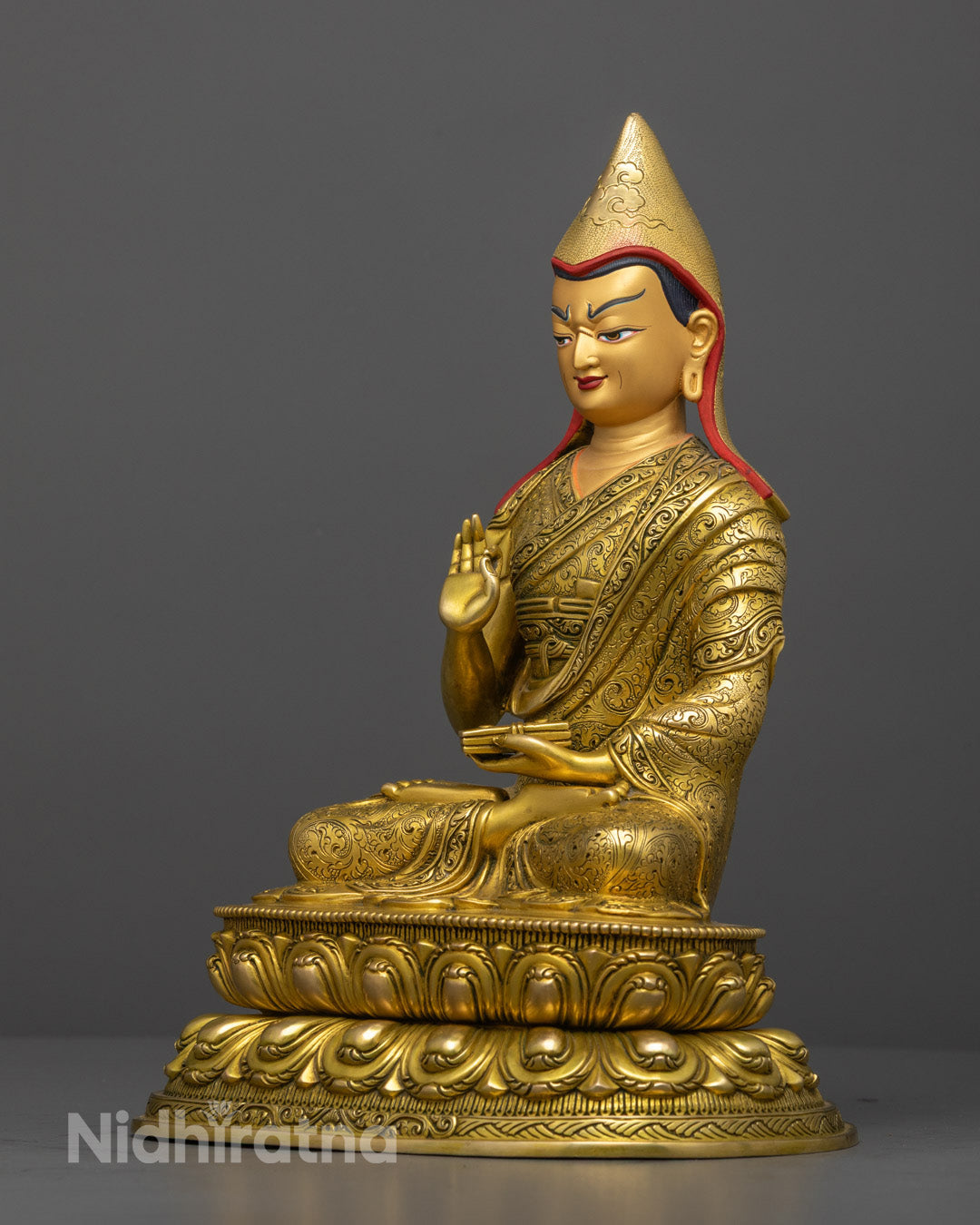Buddhist Tsongkhapa Set | Hand-Made Trio Sculpture