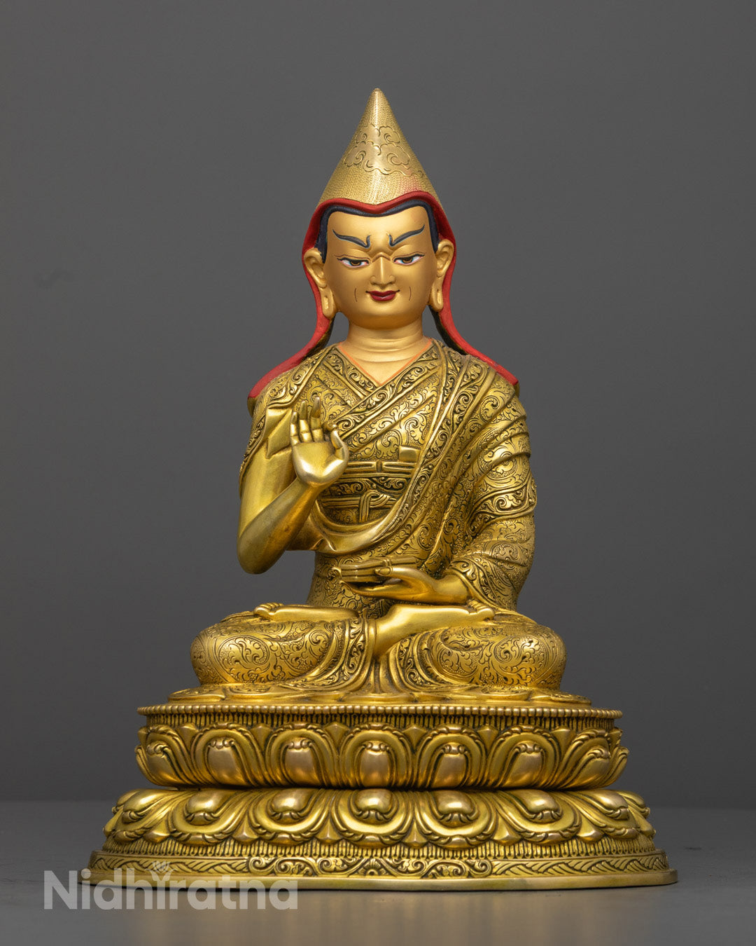 Buddhist Tsongkhapa Set | Hand-Made Trio Sculpture