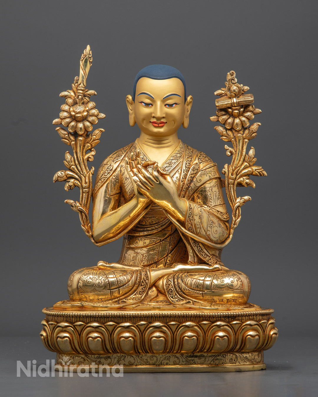 Tsongkhapa Set Statue | Hand-Carved Buddhist Sculpture
