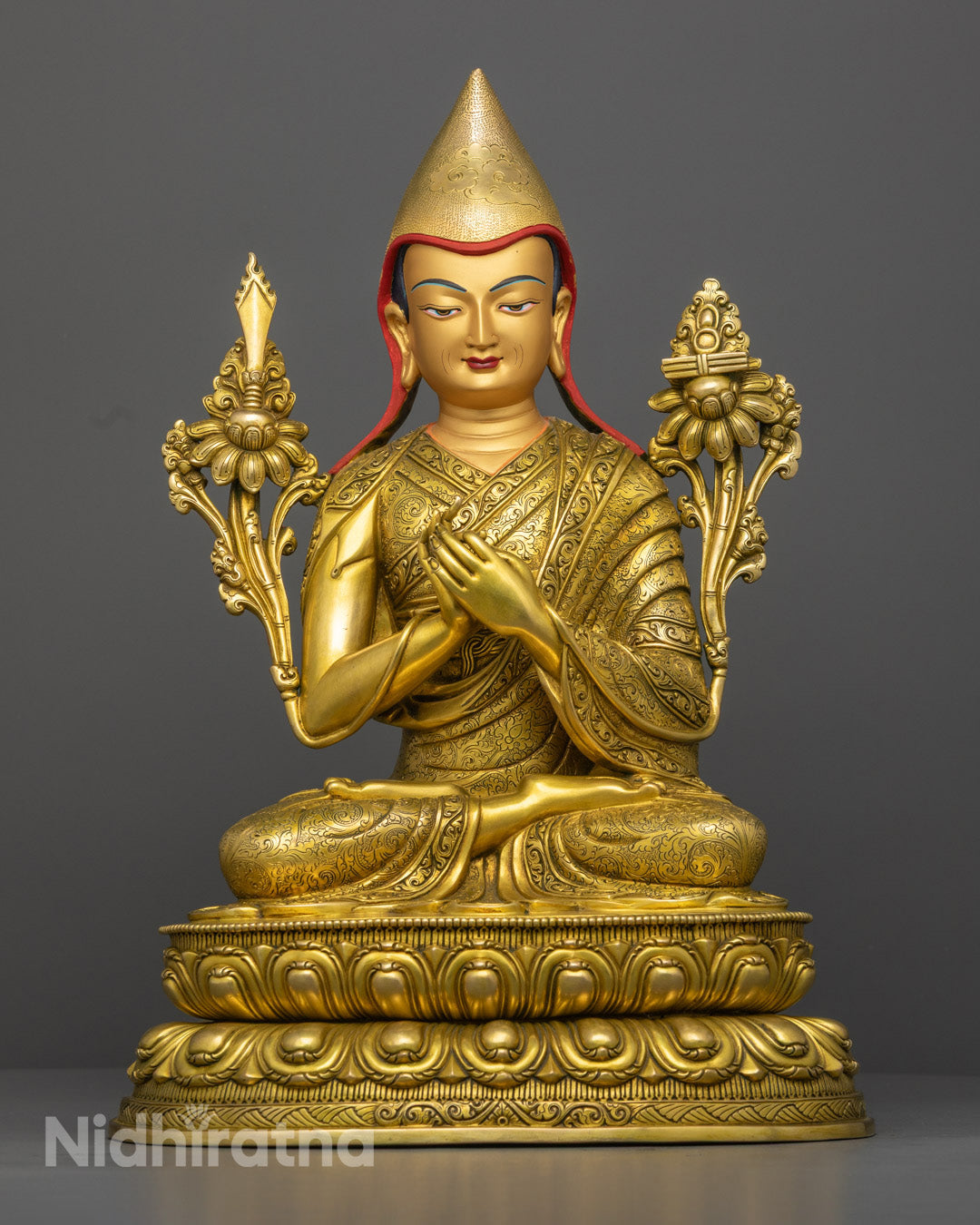 Buddhist Tsongkhapa Set | Hand-Made Trio Sculpture